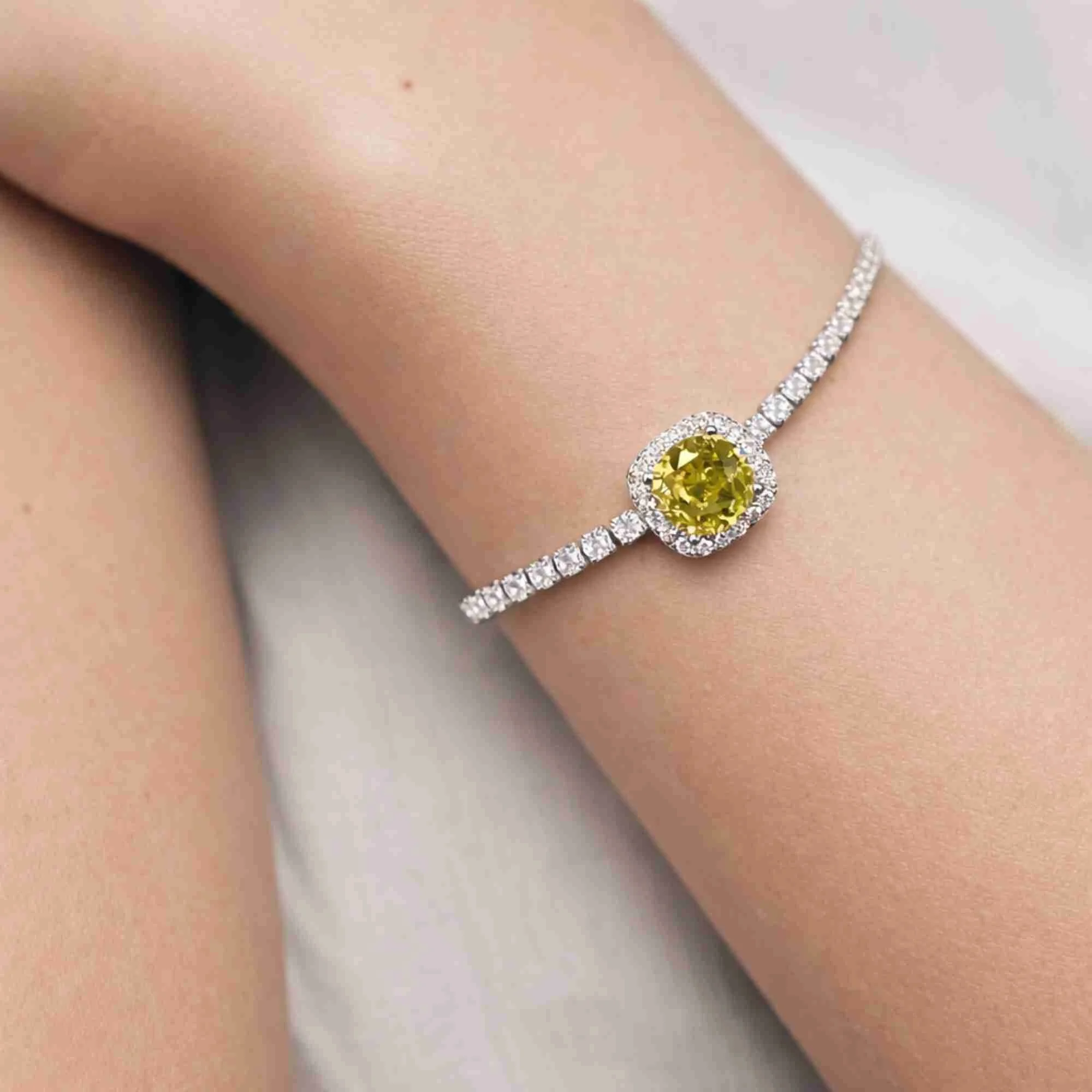 Silver Lemon Halo Tennis Bracelet - 2