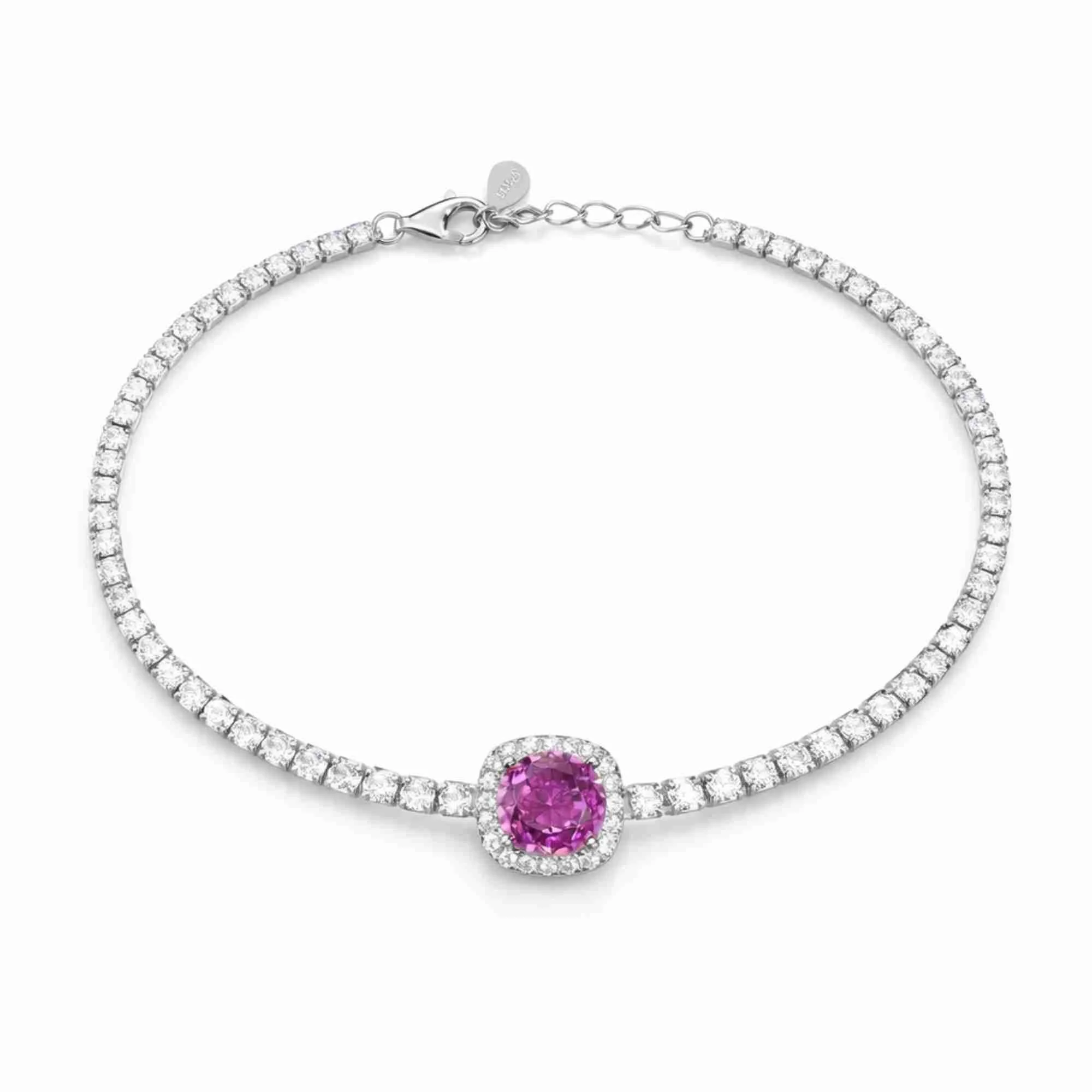 Silver Ruby Halo Tennis Bracelet