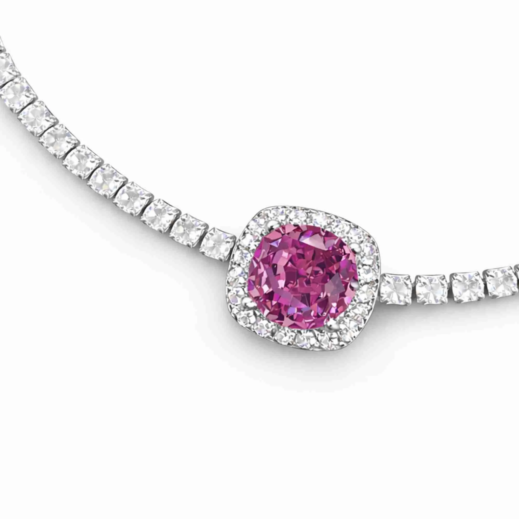 Silver Ruby Halo Tennis Bracelet - Image 3