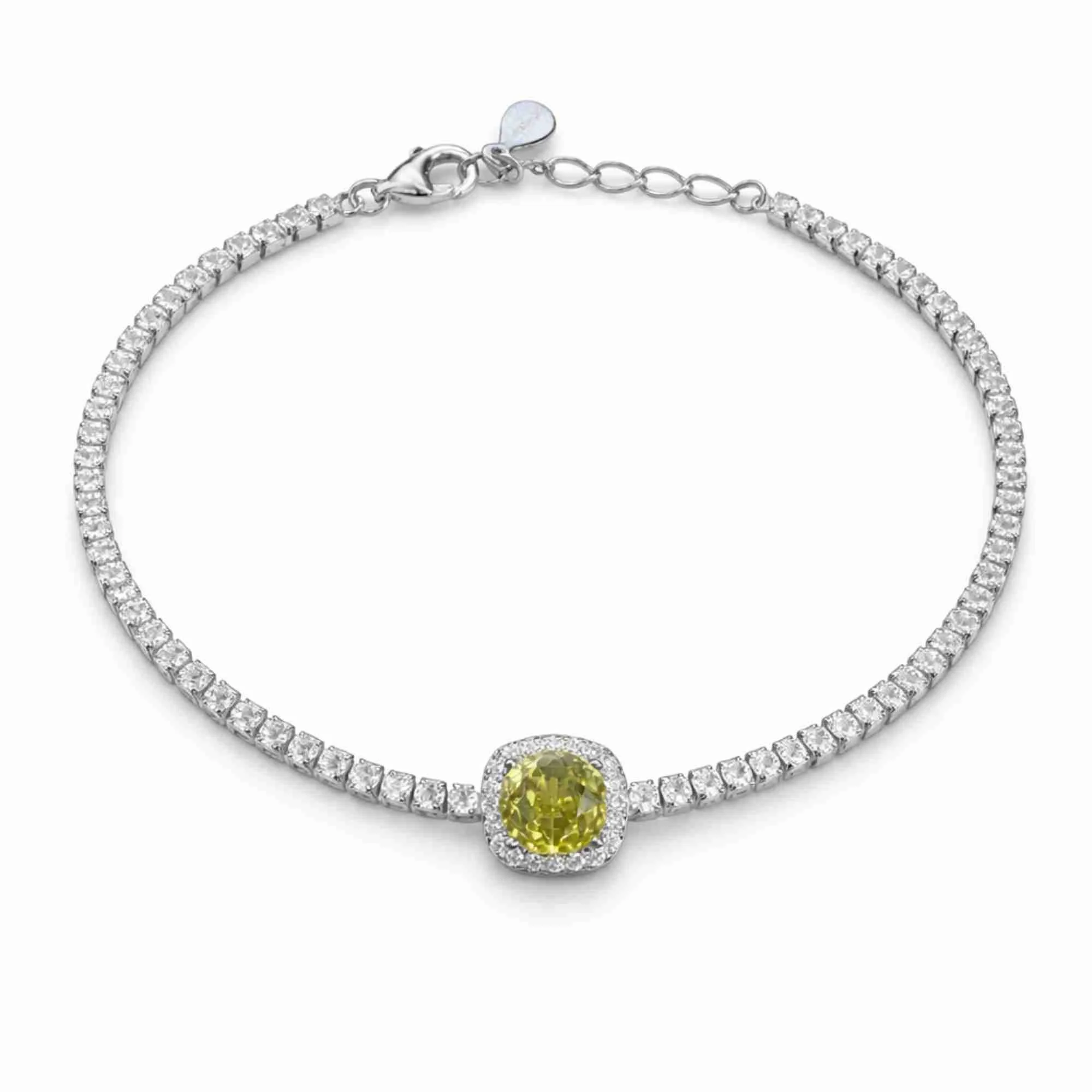 Silver Lemon Halo Tennis Bracelet