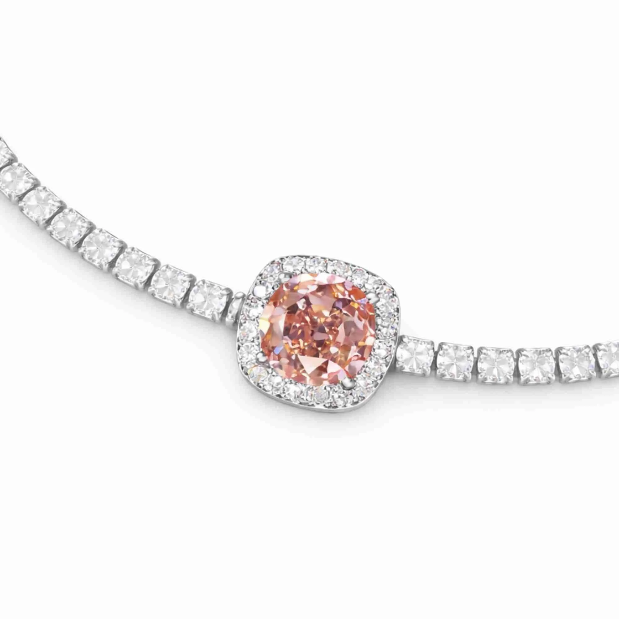 Silver Blush Pink Halo Tennis Bracelet - Image 3