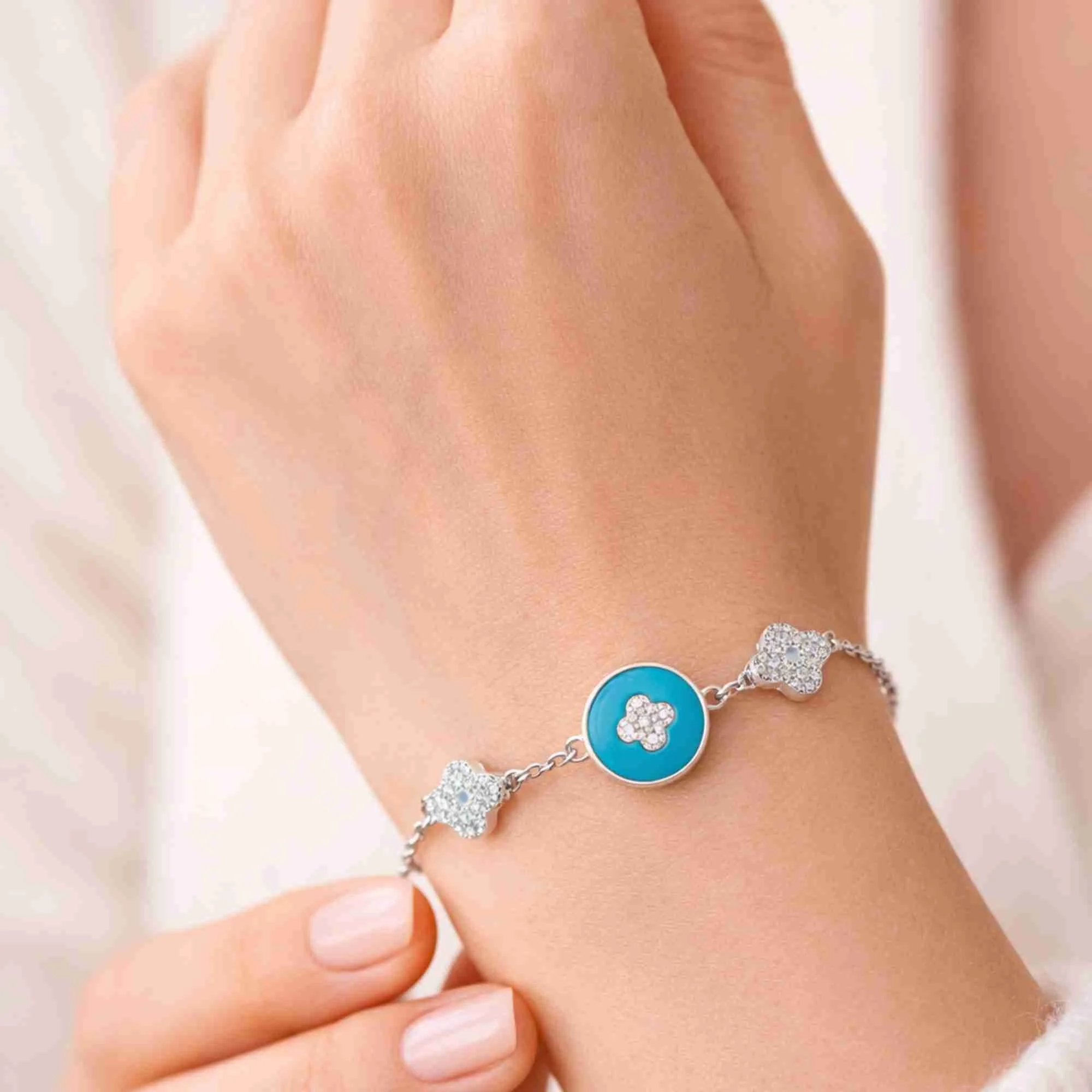 Silver Sliver Ocean Clover Bracelet - Image 2
