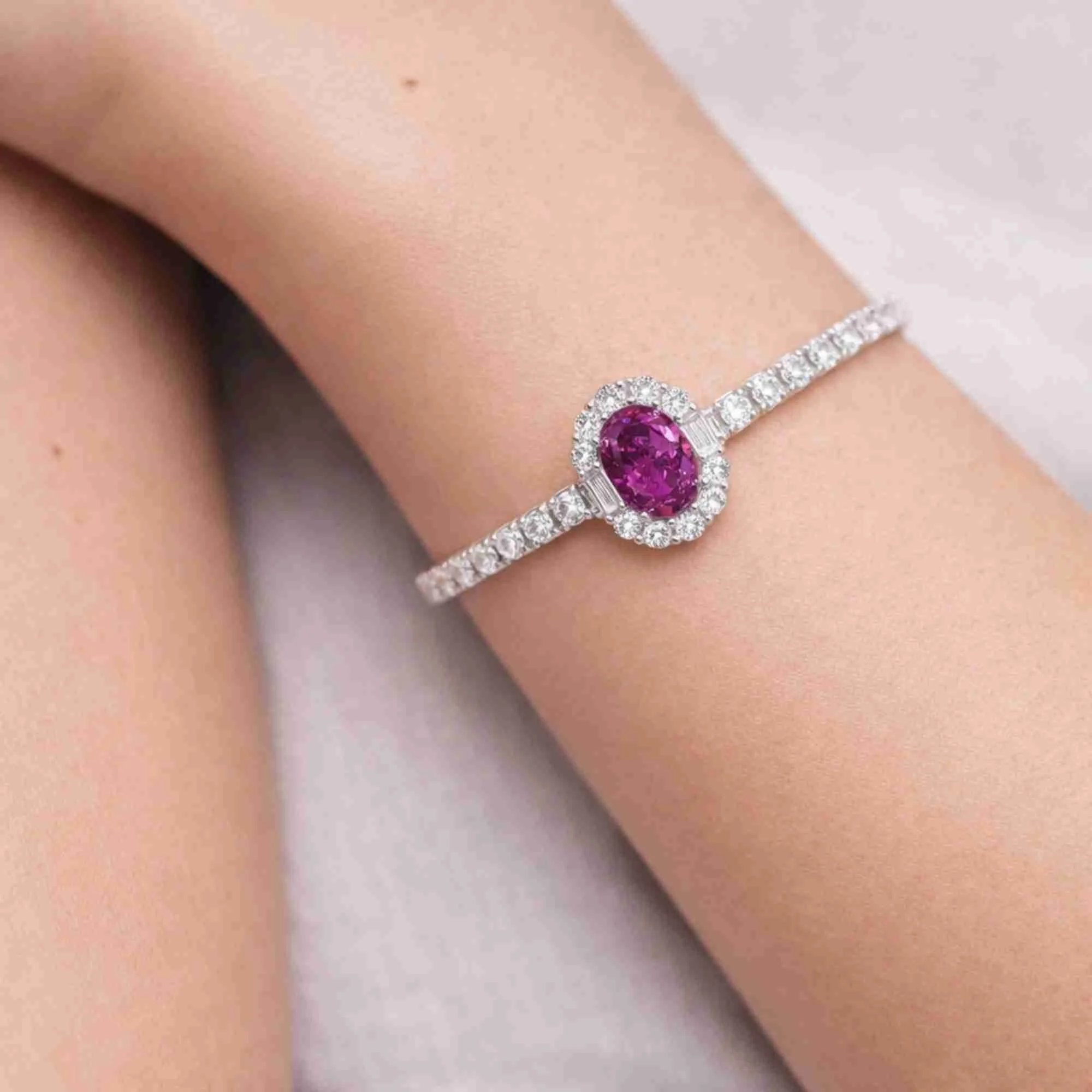 Silver Violet Crown Halo Tennis Bracelet - Image 2