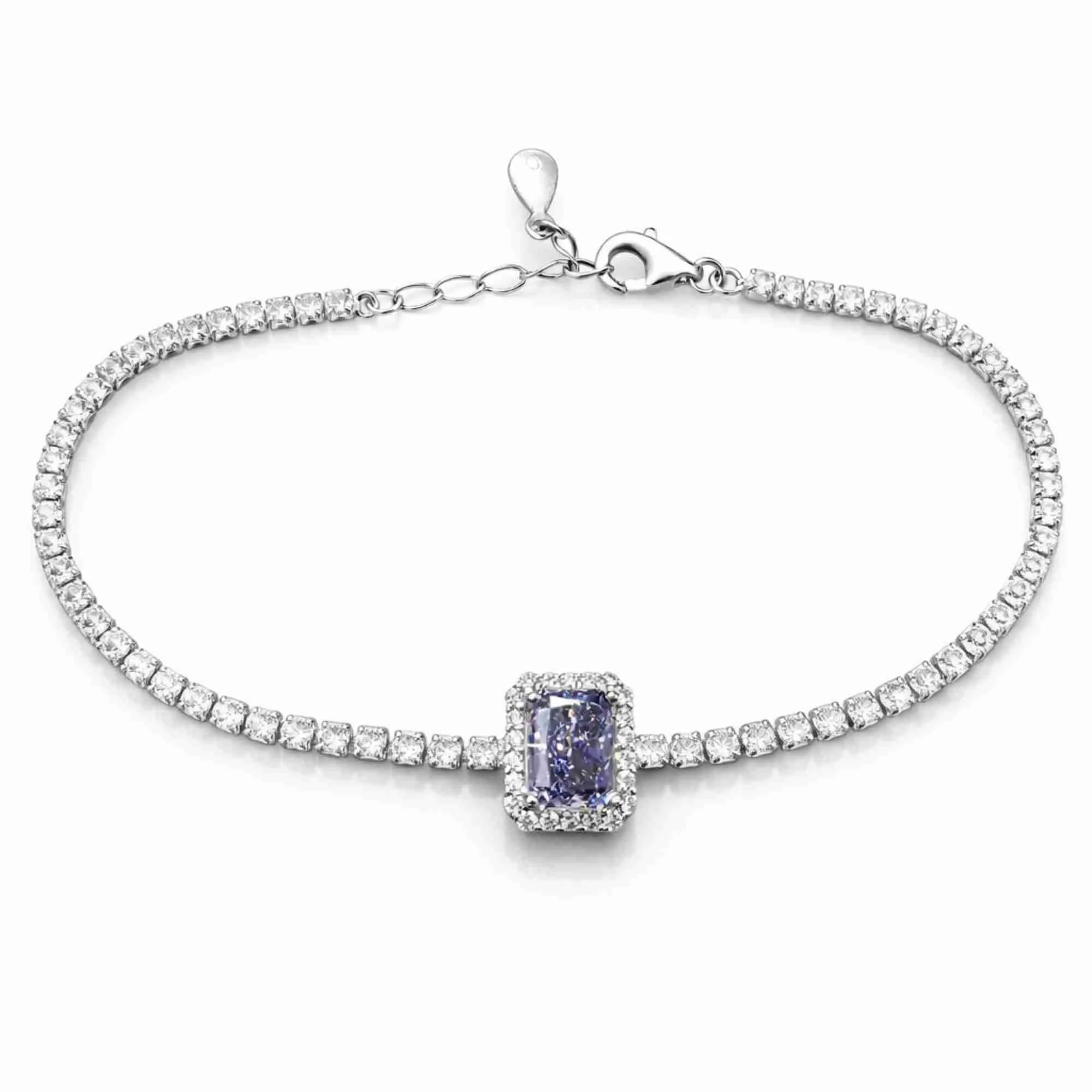Silver Lilac Luxe Halo Tennis Bracelet