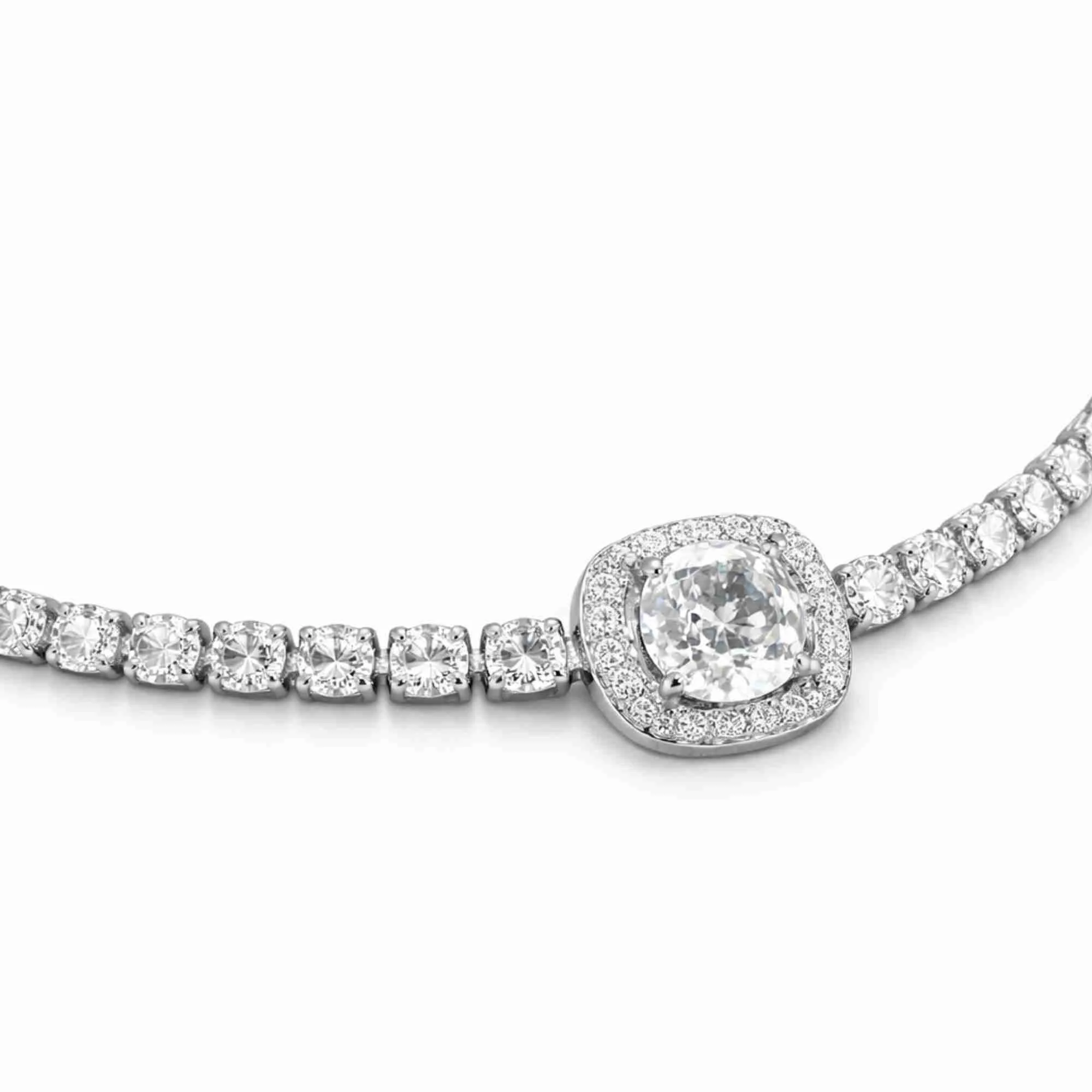 Silver Crystal Halo Tennis Bracelet - Image 3