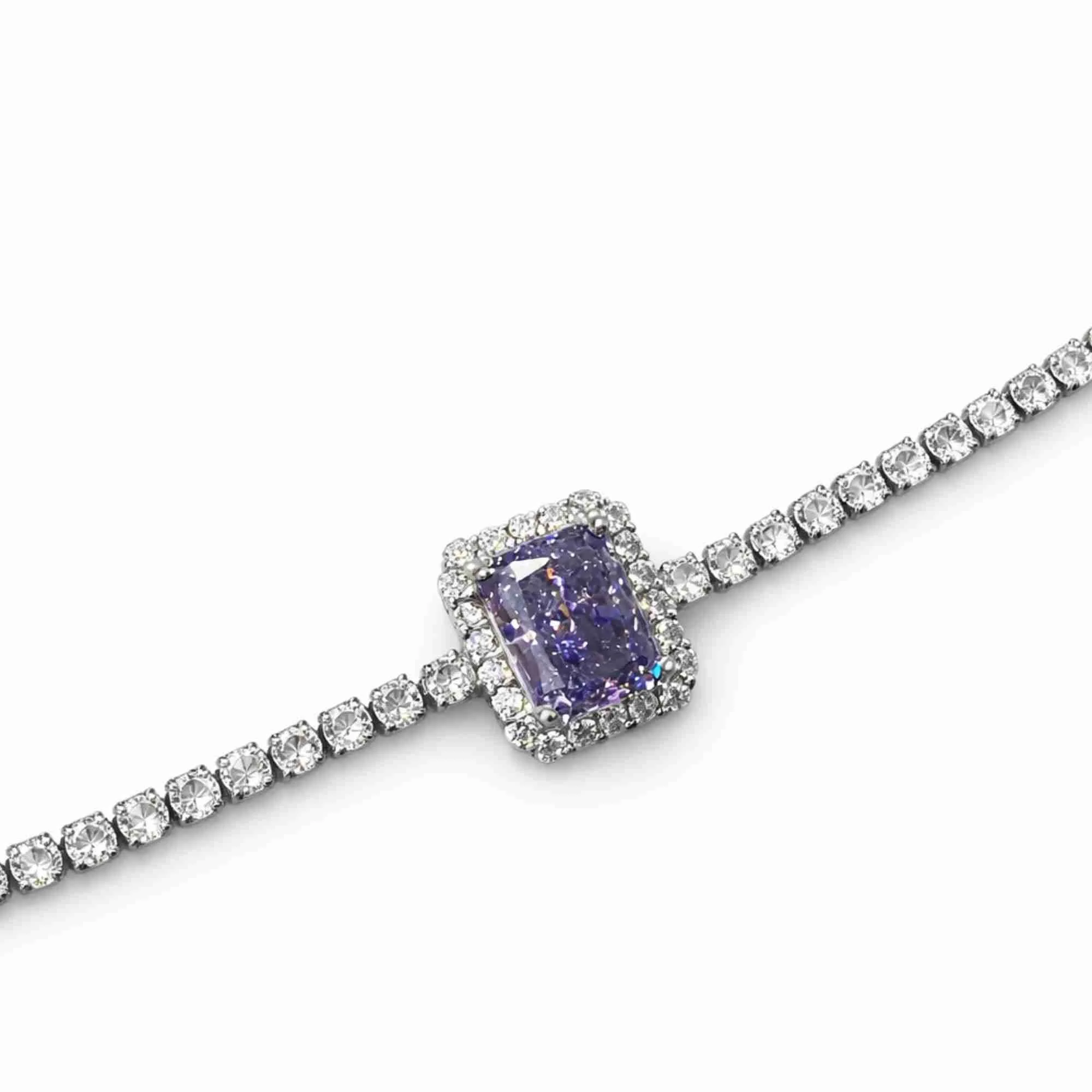 Silver Lilac Luxe Halo Tennis Bracelet - 2