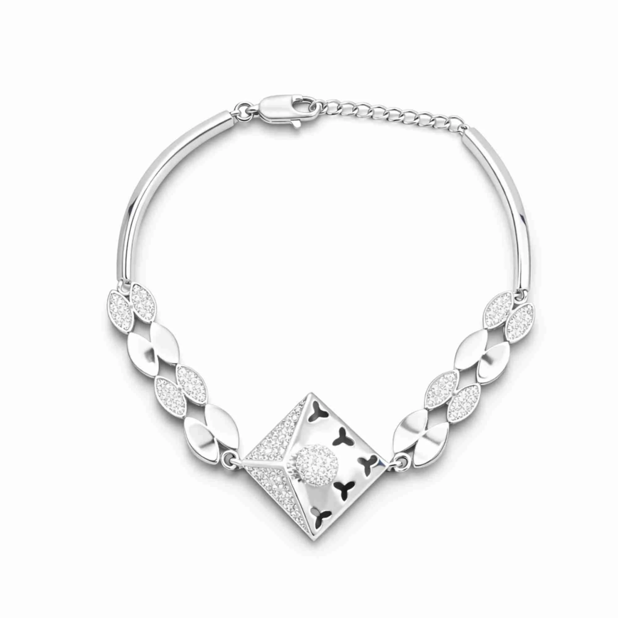 Silver Royal Cube Charm Bracelet