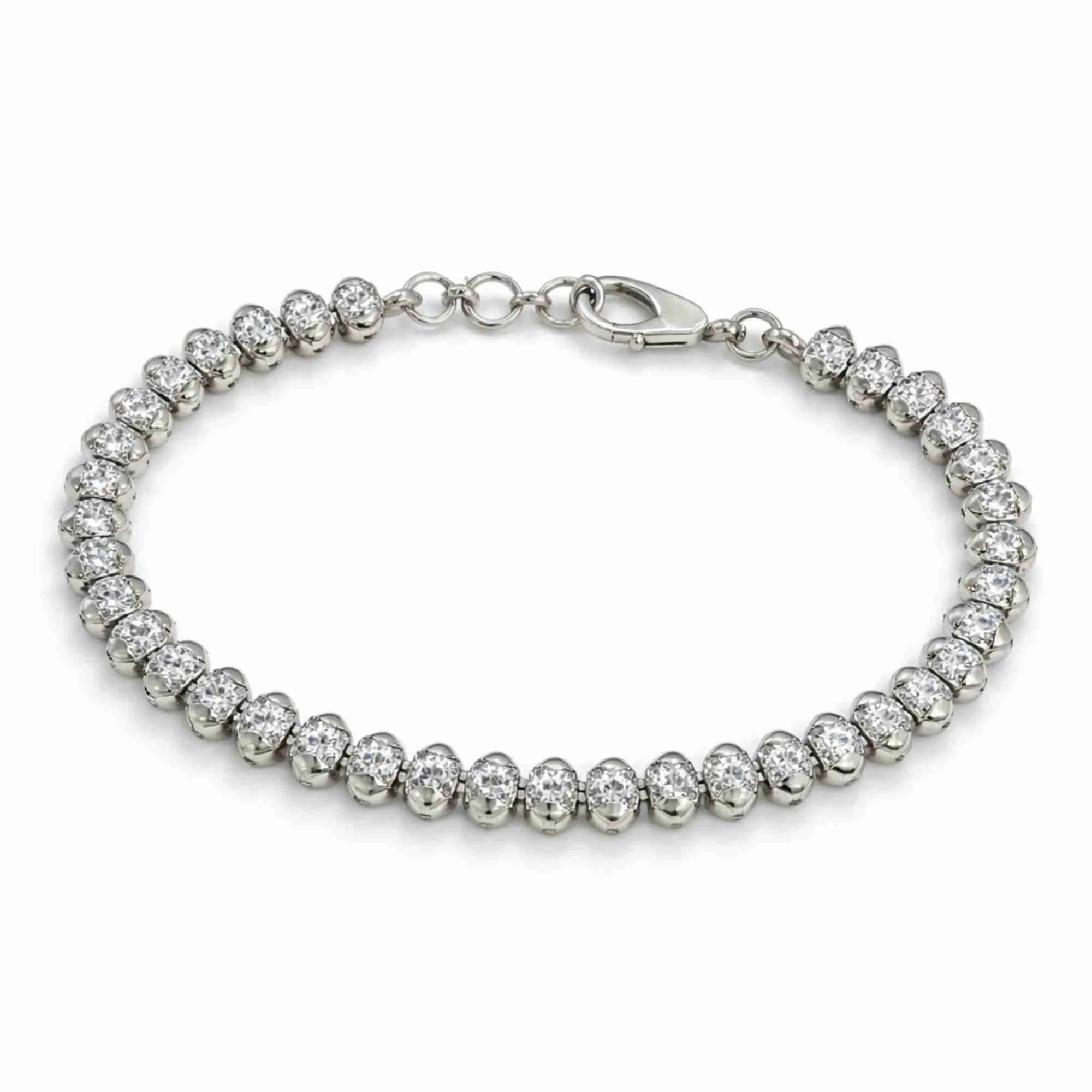 Silver Cluster Tennis Bracelet