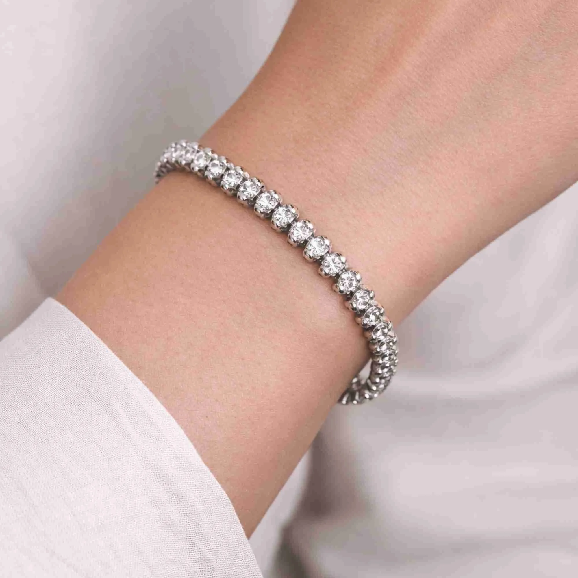 Silver Cluster Tennis Bracelet - 2