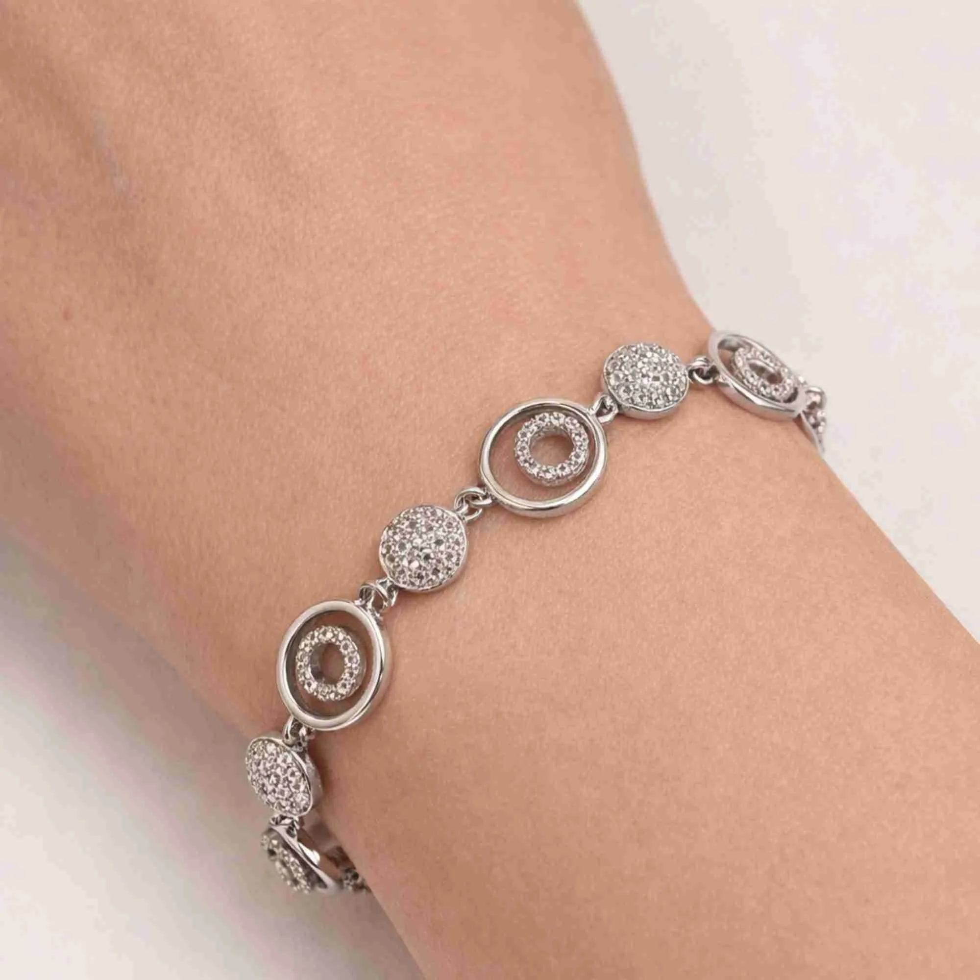Silver Crystal Circle Glam Bracelet - 2
