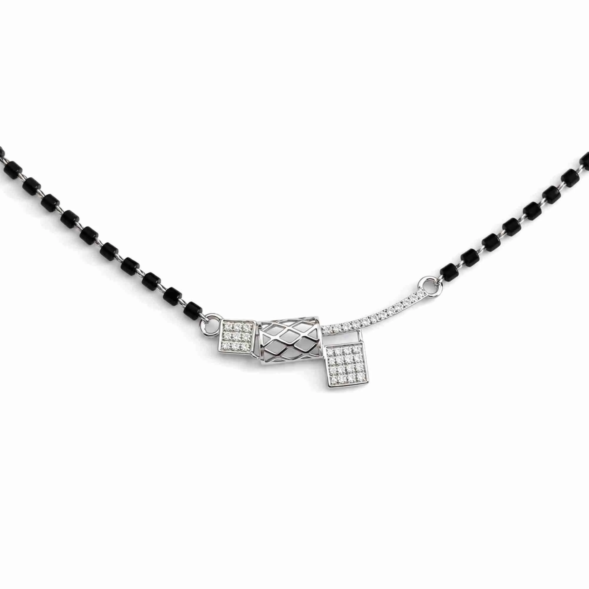 Silver Square Charms Mangalsutra