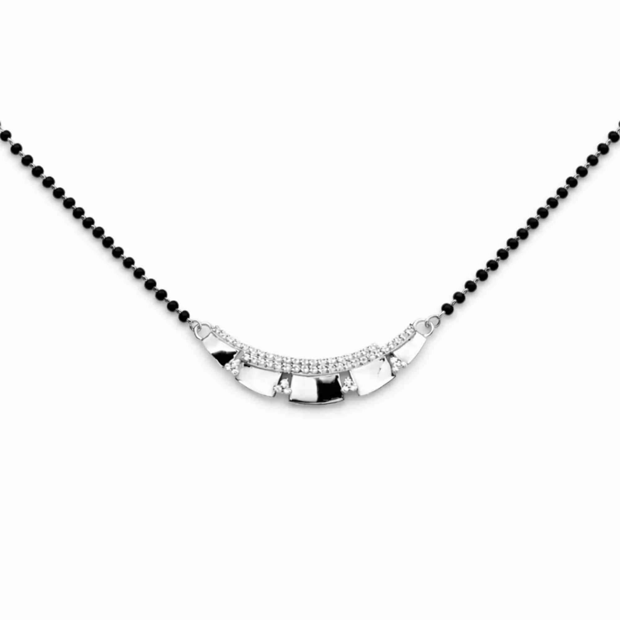 Silver Dual-Layer Crystal Mangalsutra