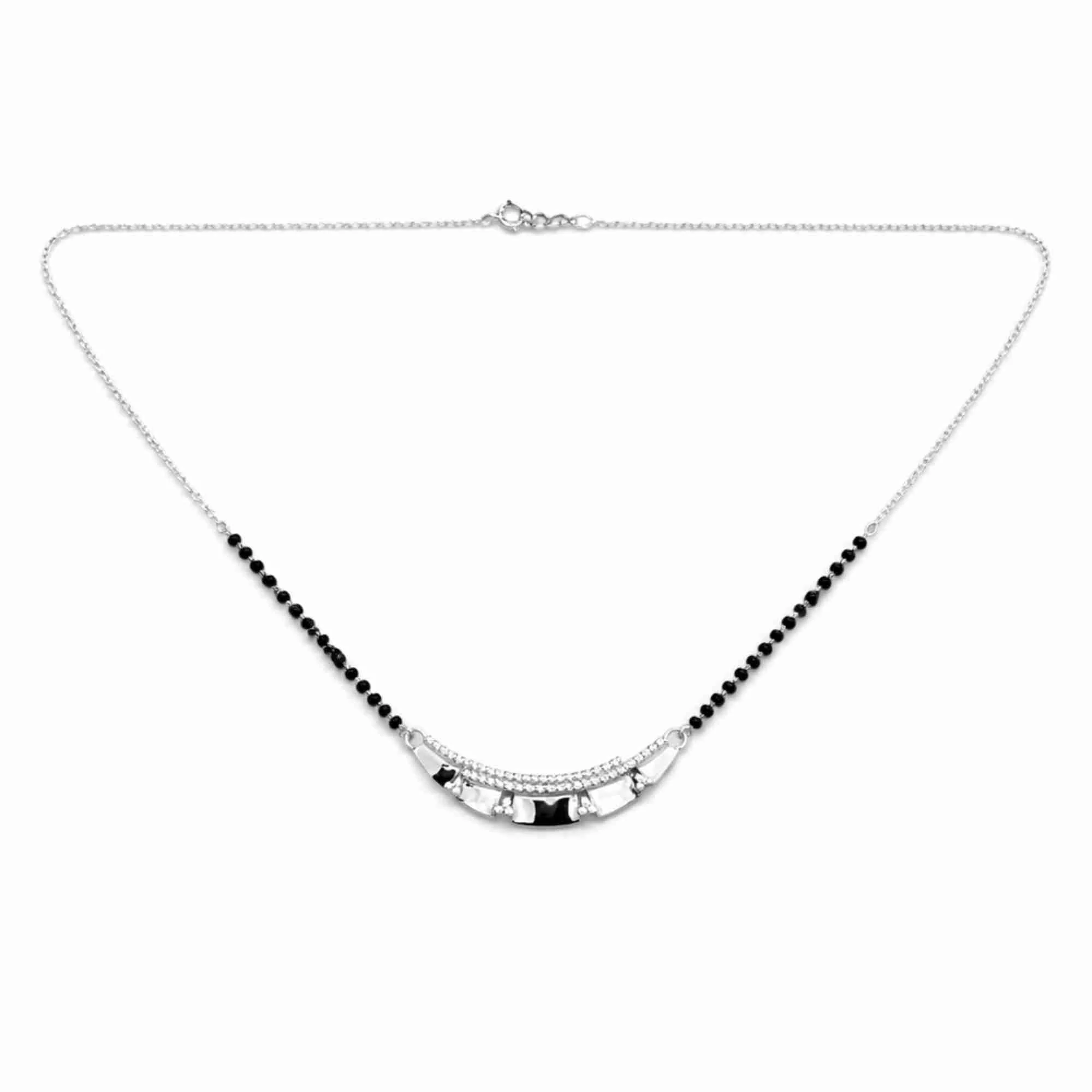 Silver Dual-Layer Crystal Mangalsutra - Image 4