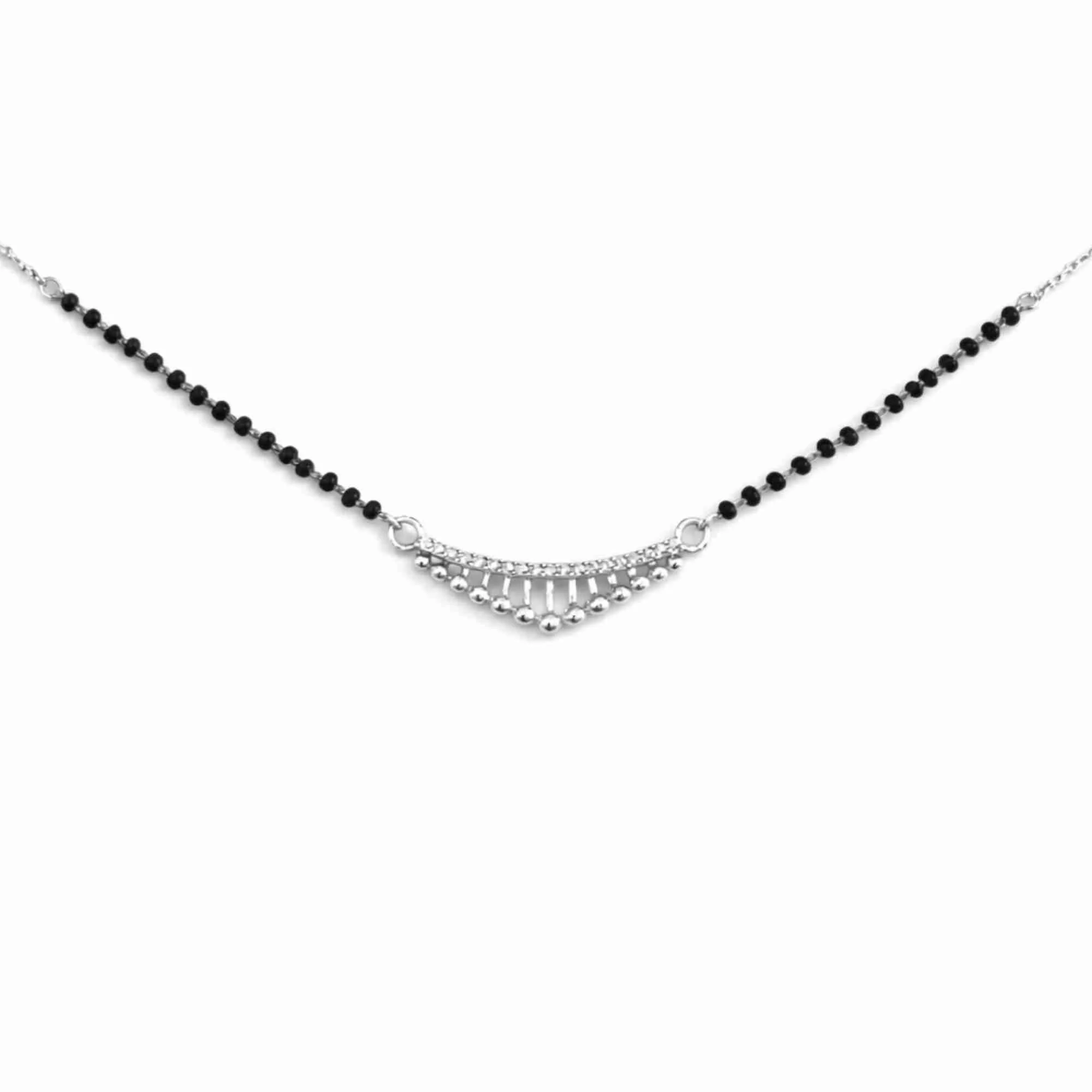 Silver Beaded Fringe Mangalsutra