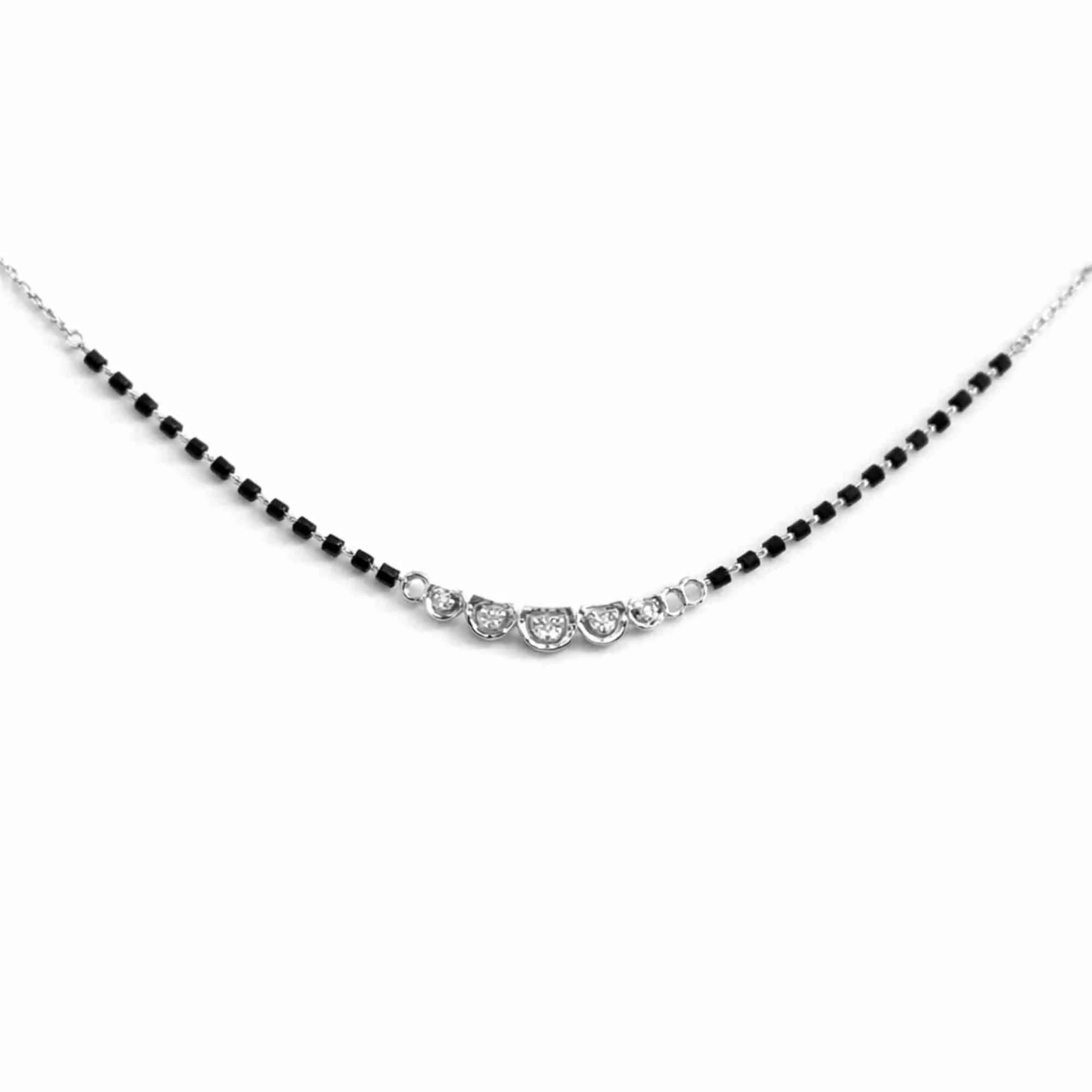 Silver Half-Moon Motif Mangalsutra