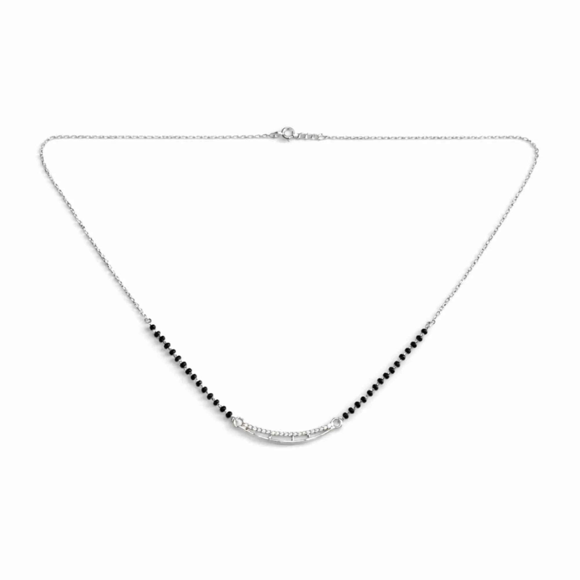 Silver Slim Curve Stone Mangalsutra - Image 3