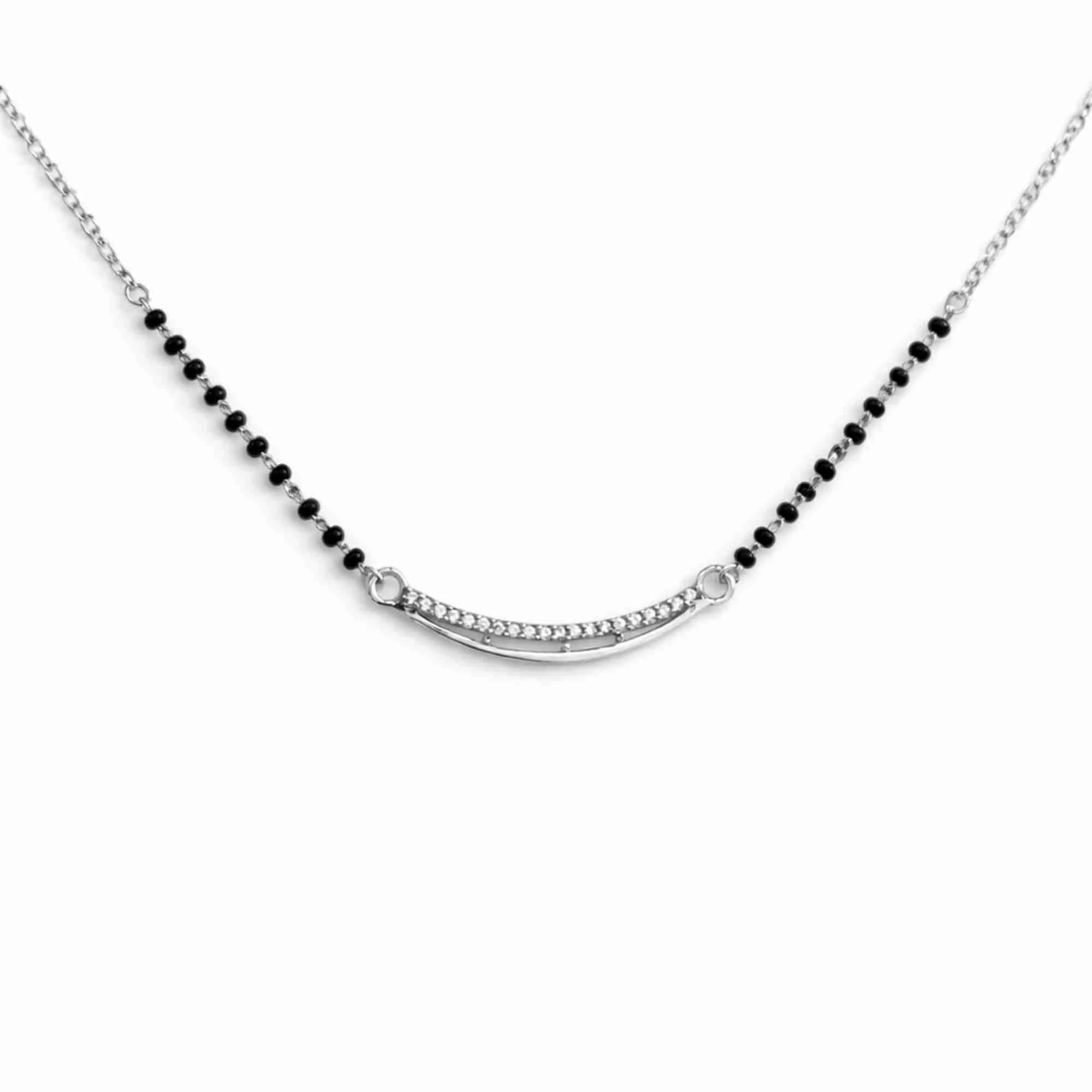 Silver Slim Curve Stone Mangalsutra