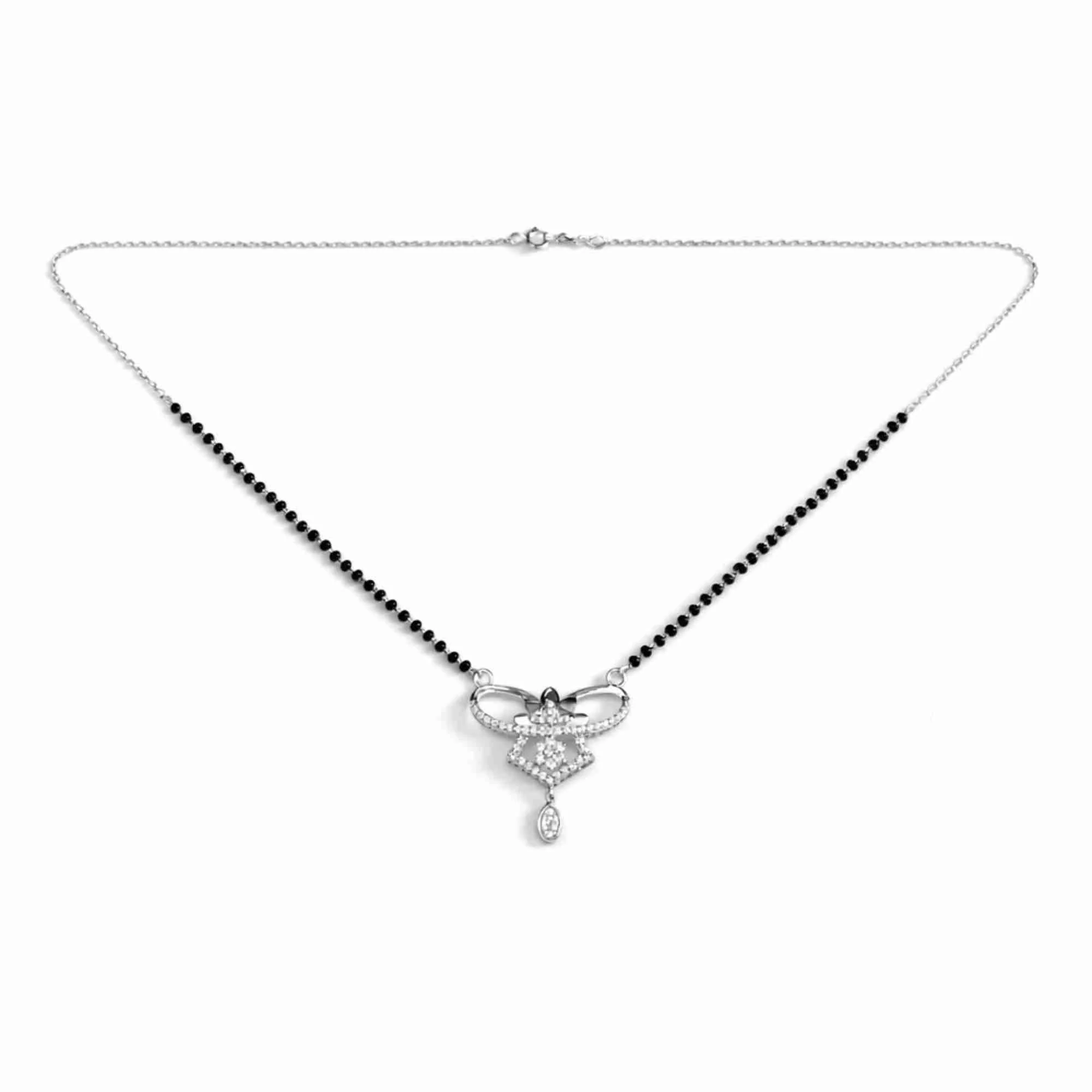 Silver Floral Charm Mangalsutra - Image 4