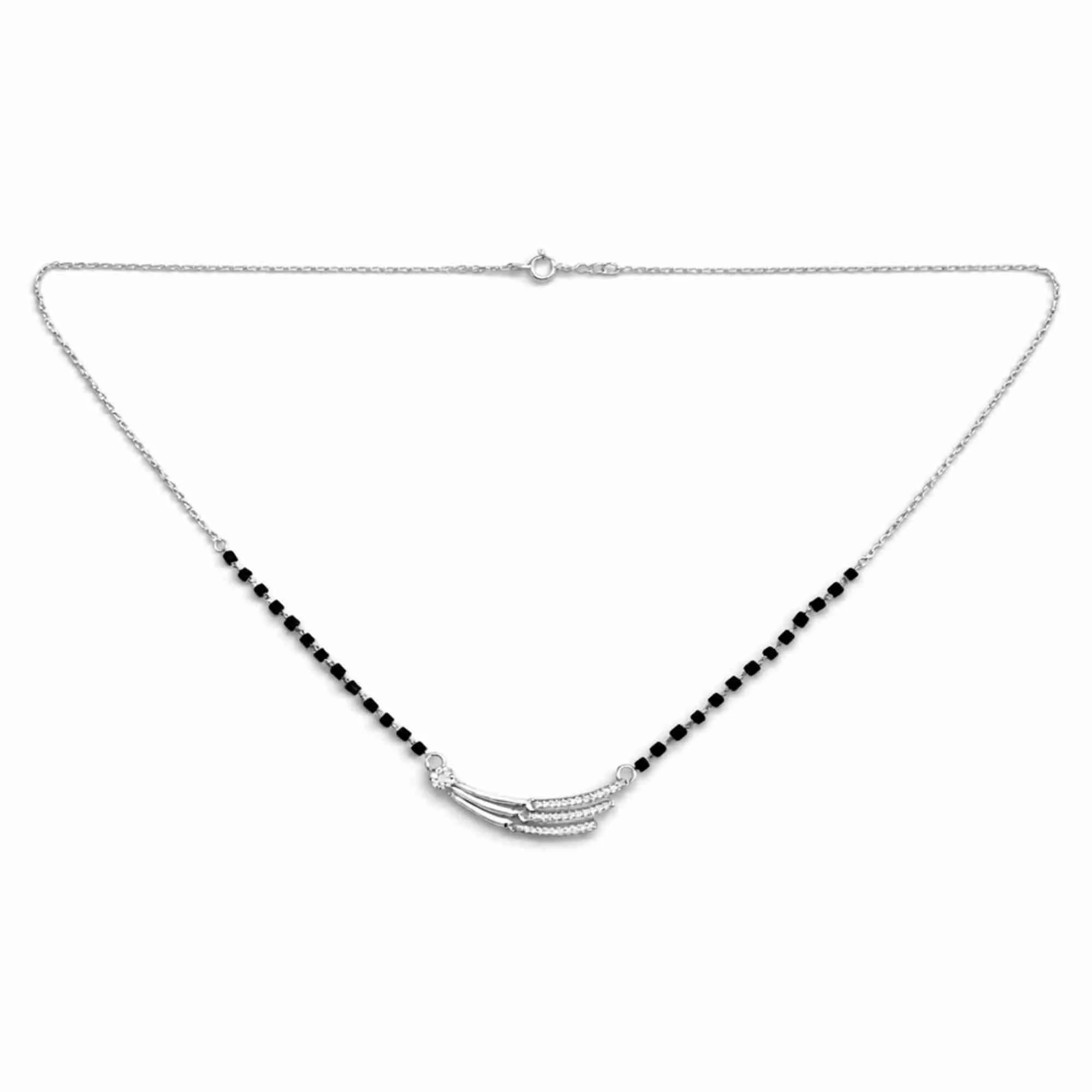 Silver Triple Layer Arc Mangalsutra - Image 4