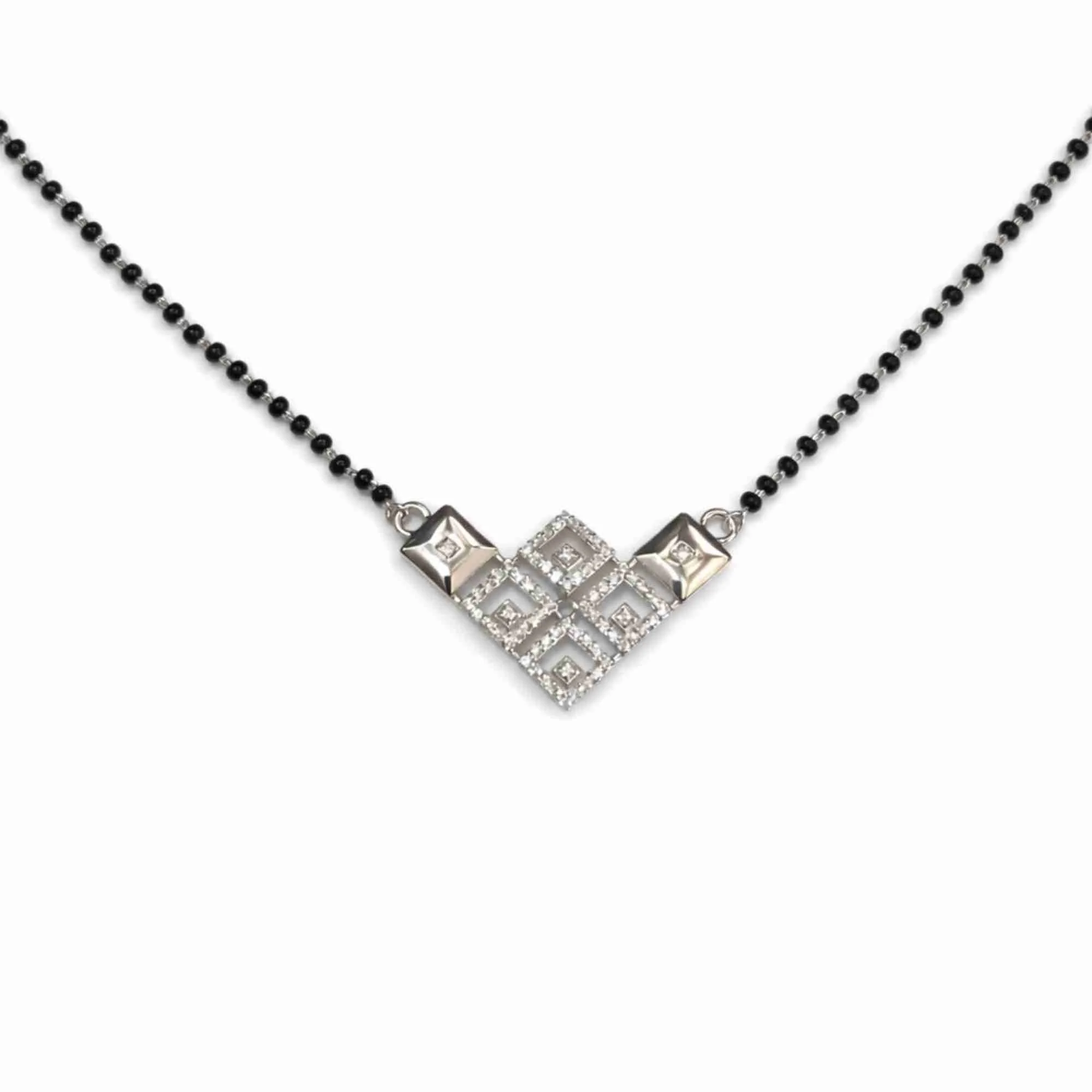 Silver Square Cluster Mangalsutra