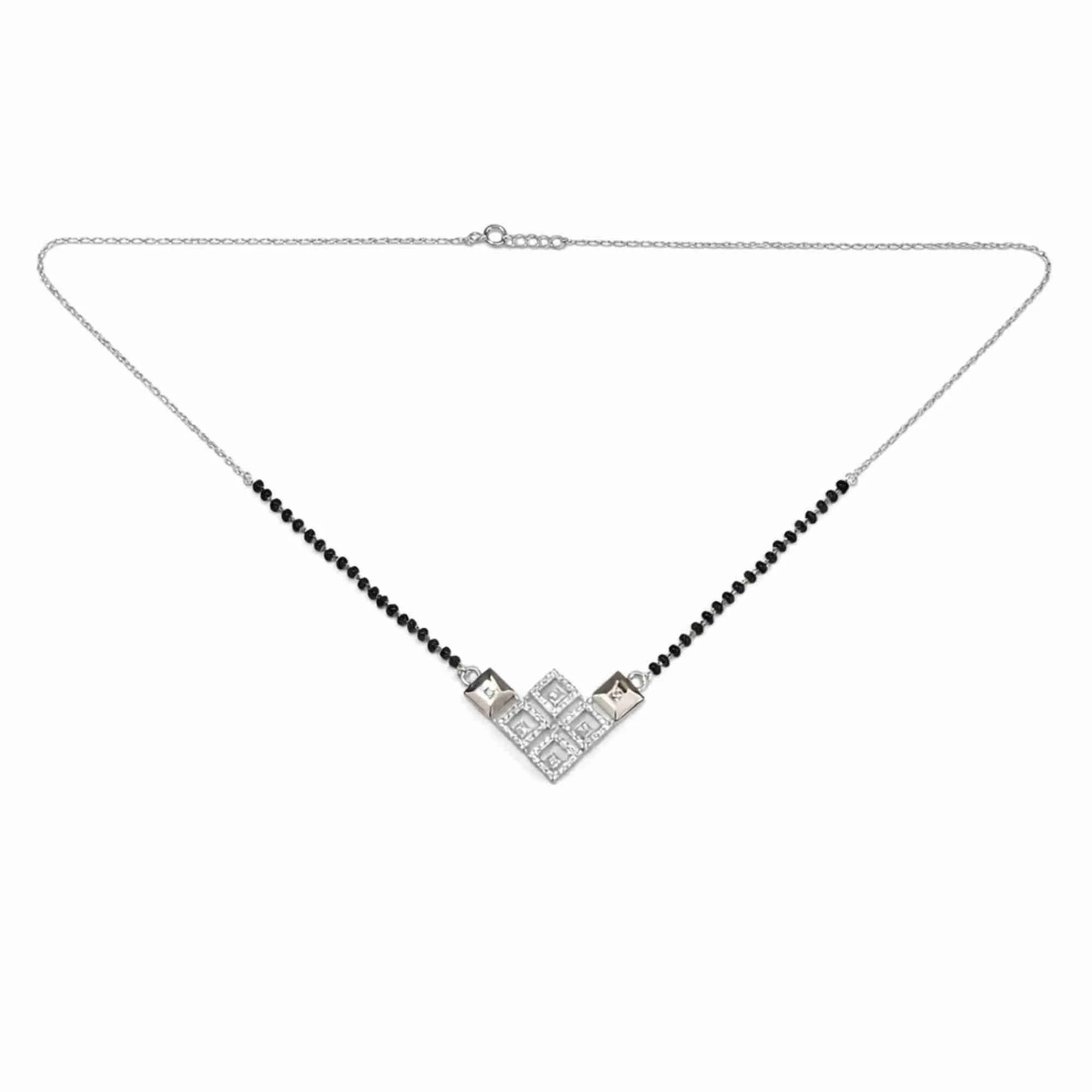 Silver Square Cluster Mangalsutra - Image 4