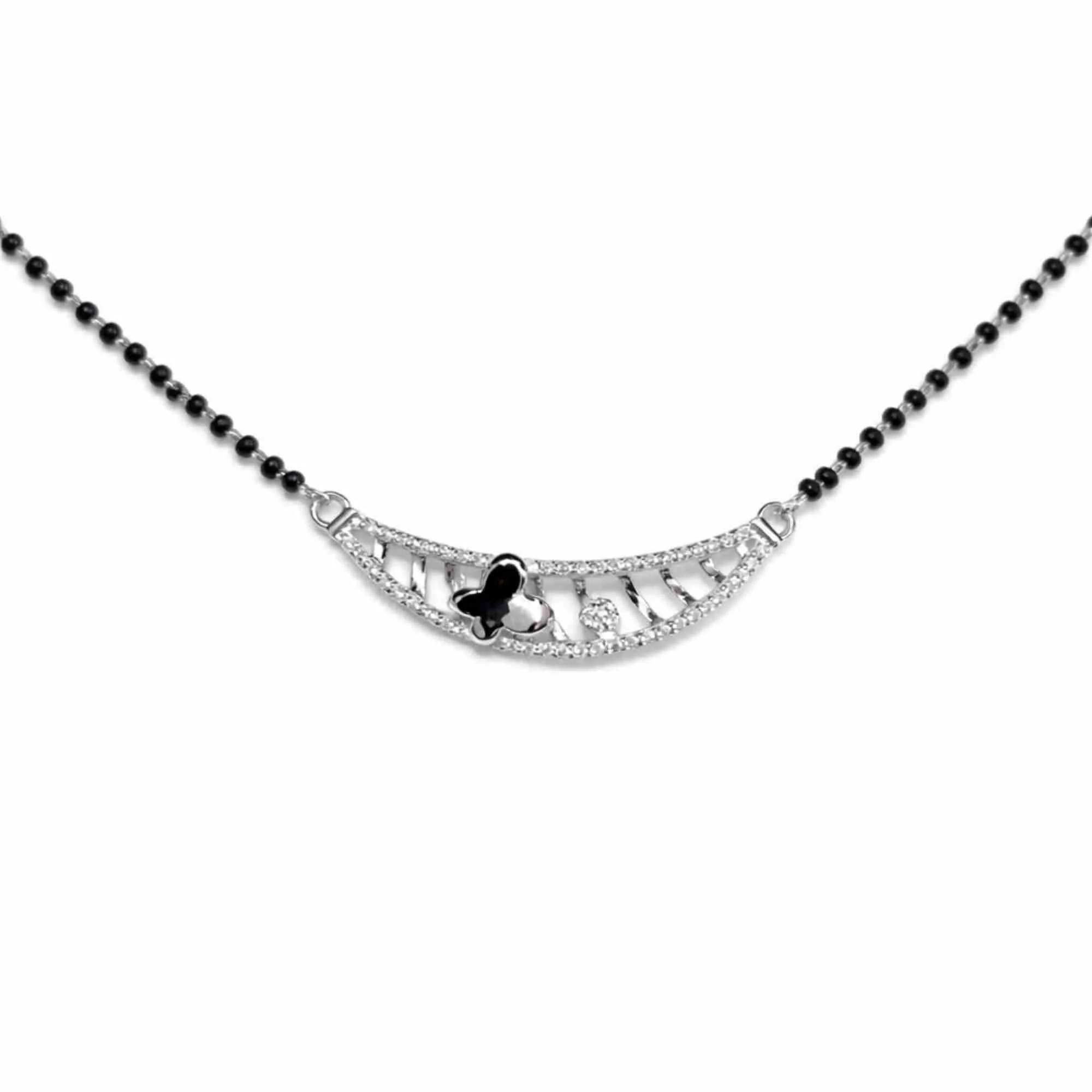 Silver Blossom Curve Mangalsutra