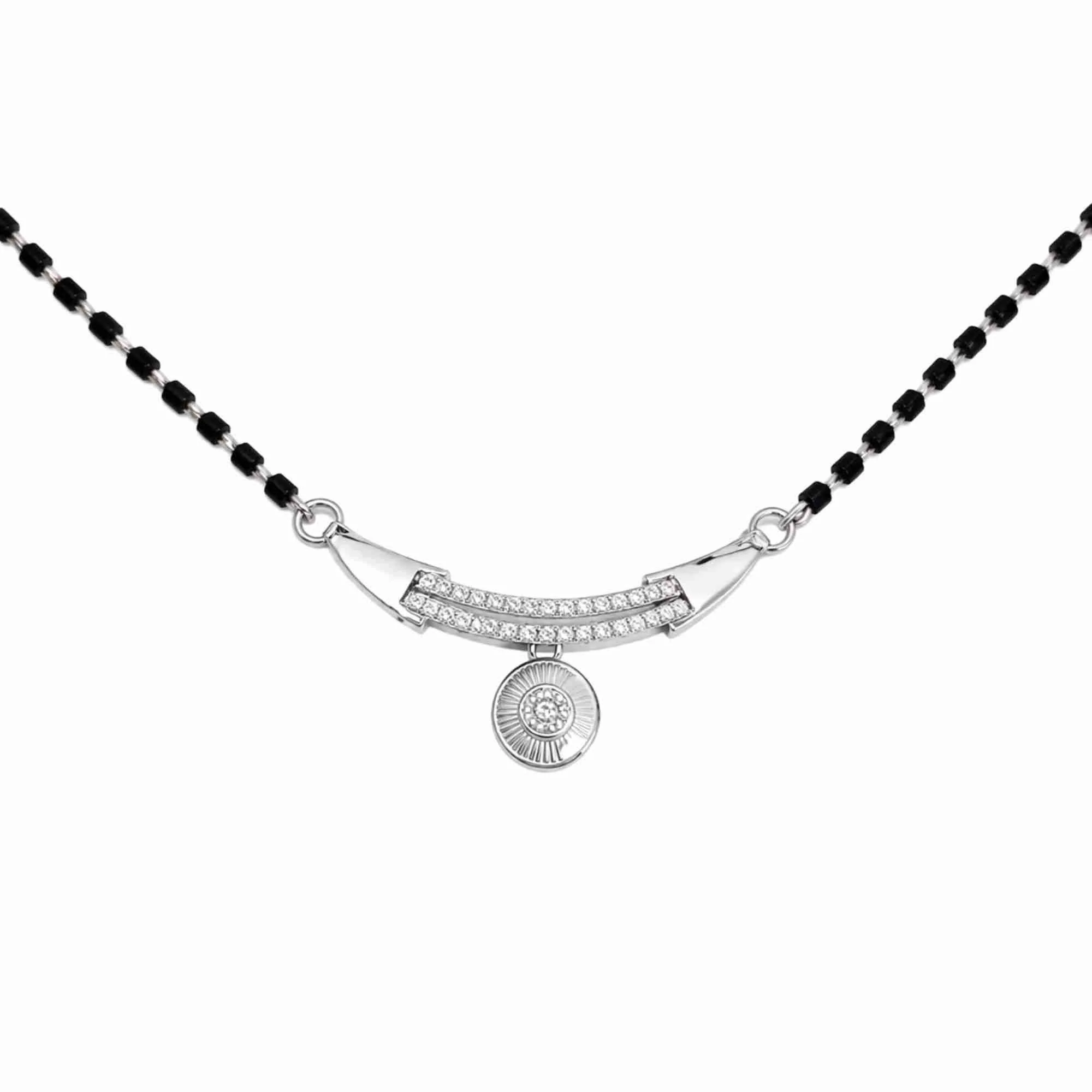 Silver Sunburst Charm Mangalsutra - Image 1