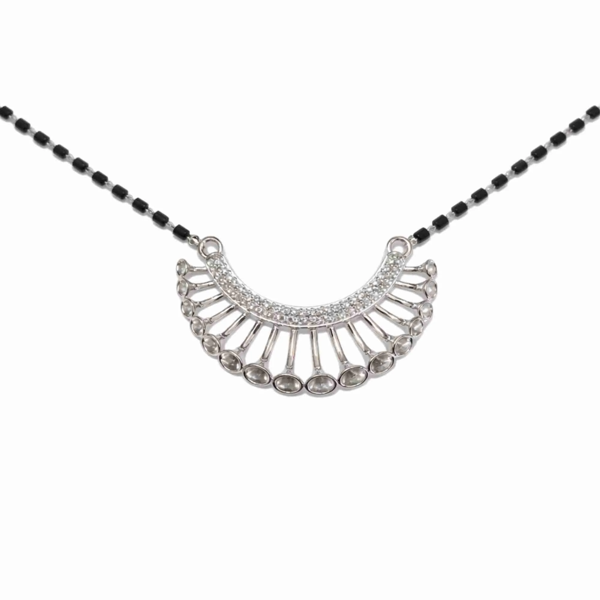 Silver Radiant Fan Mangalsutra