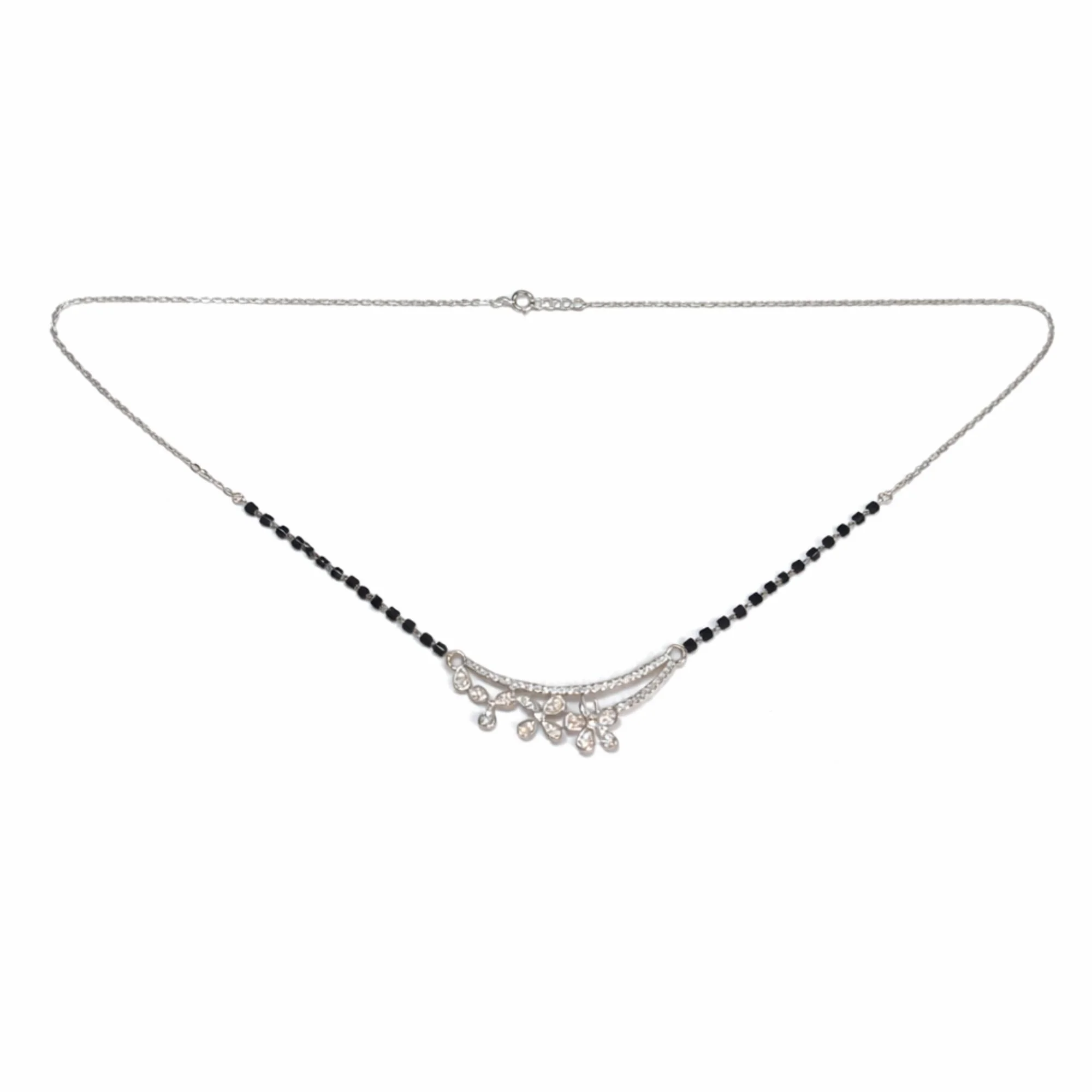 Silver Floral Spark Curve Mangalsutra - Image 4
