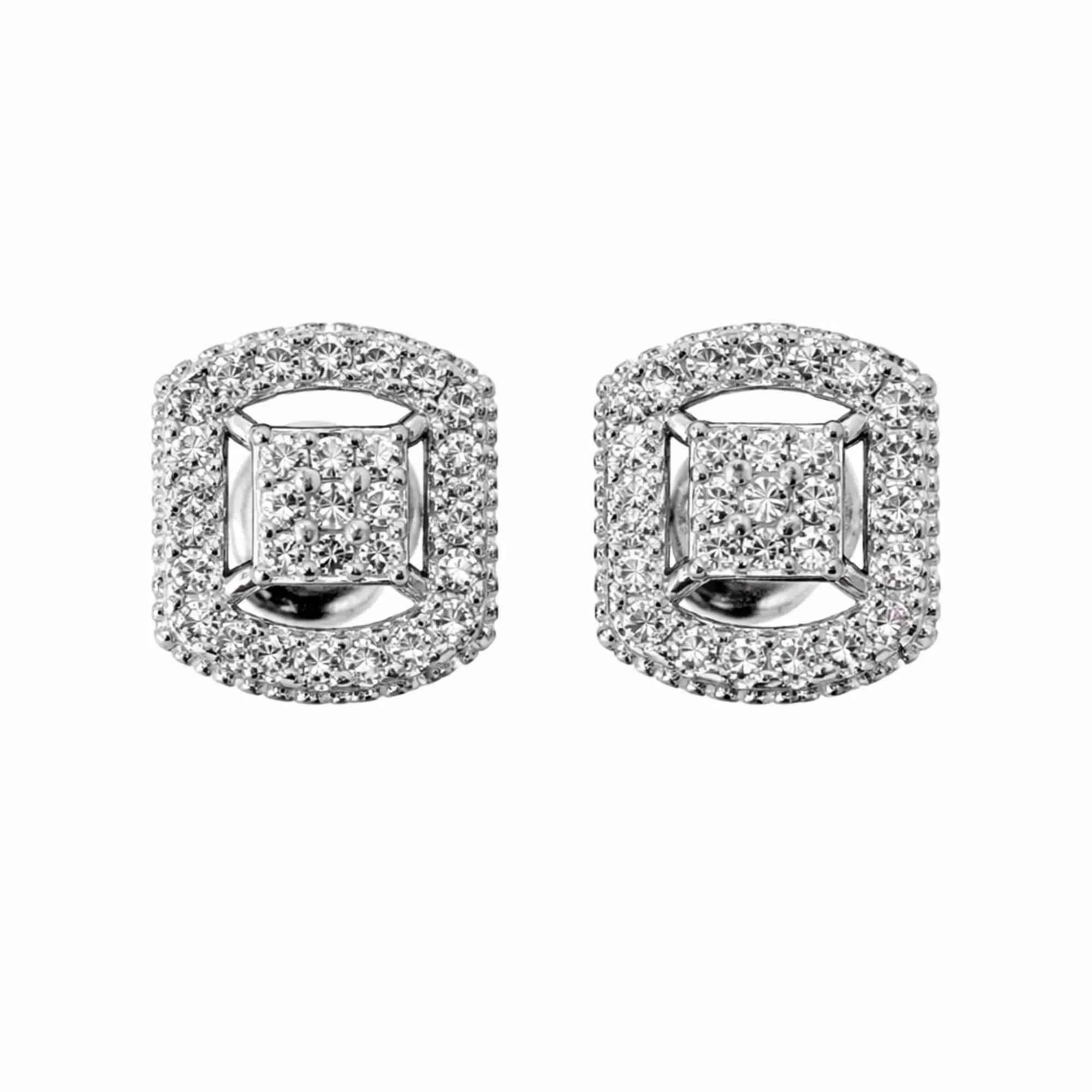 Silver Royal Spark Square Earrings