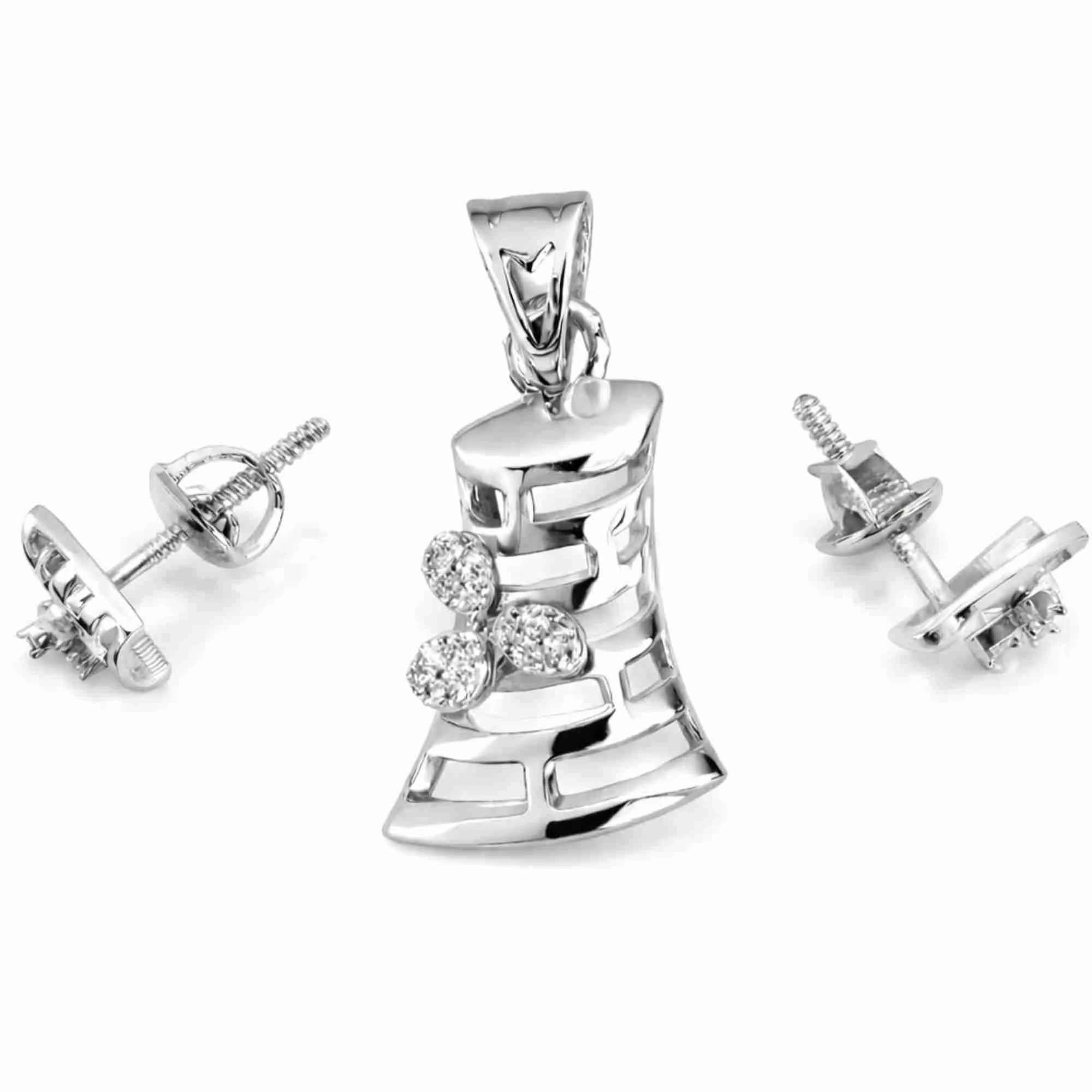 Silver Titan Curve Pendant Earrings Set - Image 3