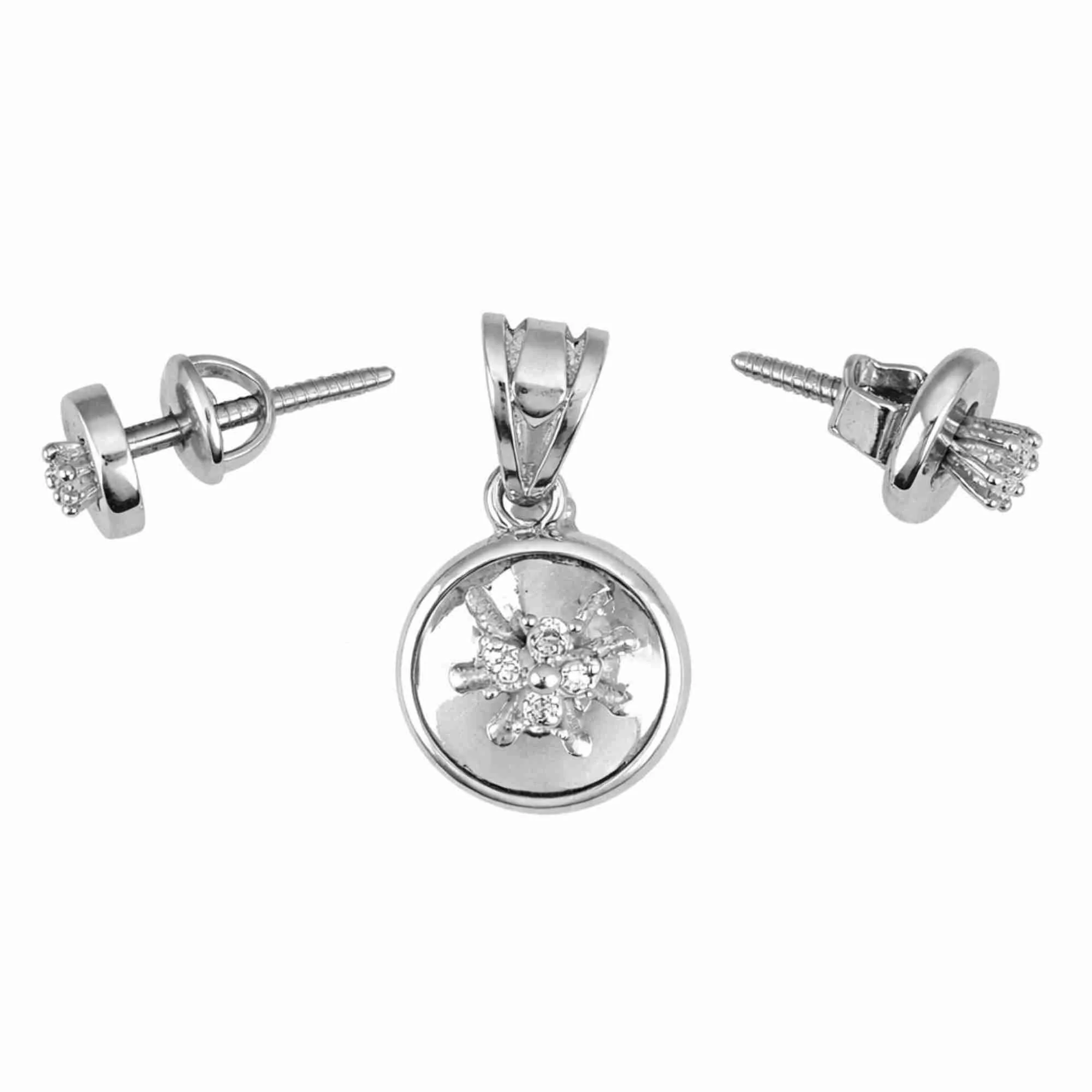 Silver Dot Spark Pendant Earrings Set - Image 3