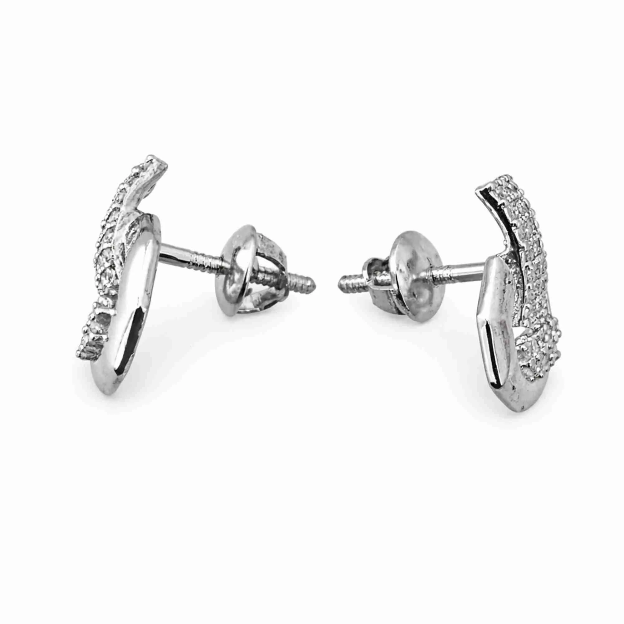Silver Crystal Edge Octagon Earrings - Image 3