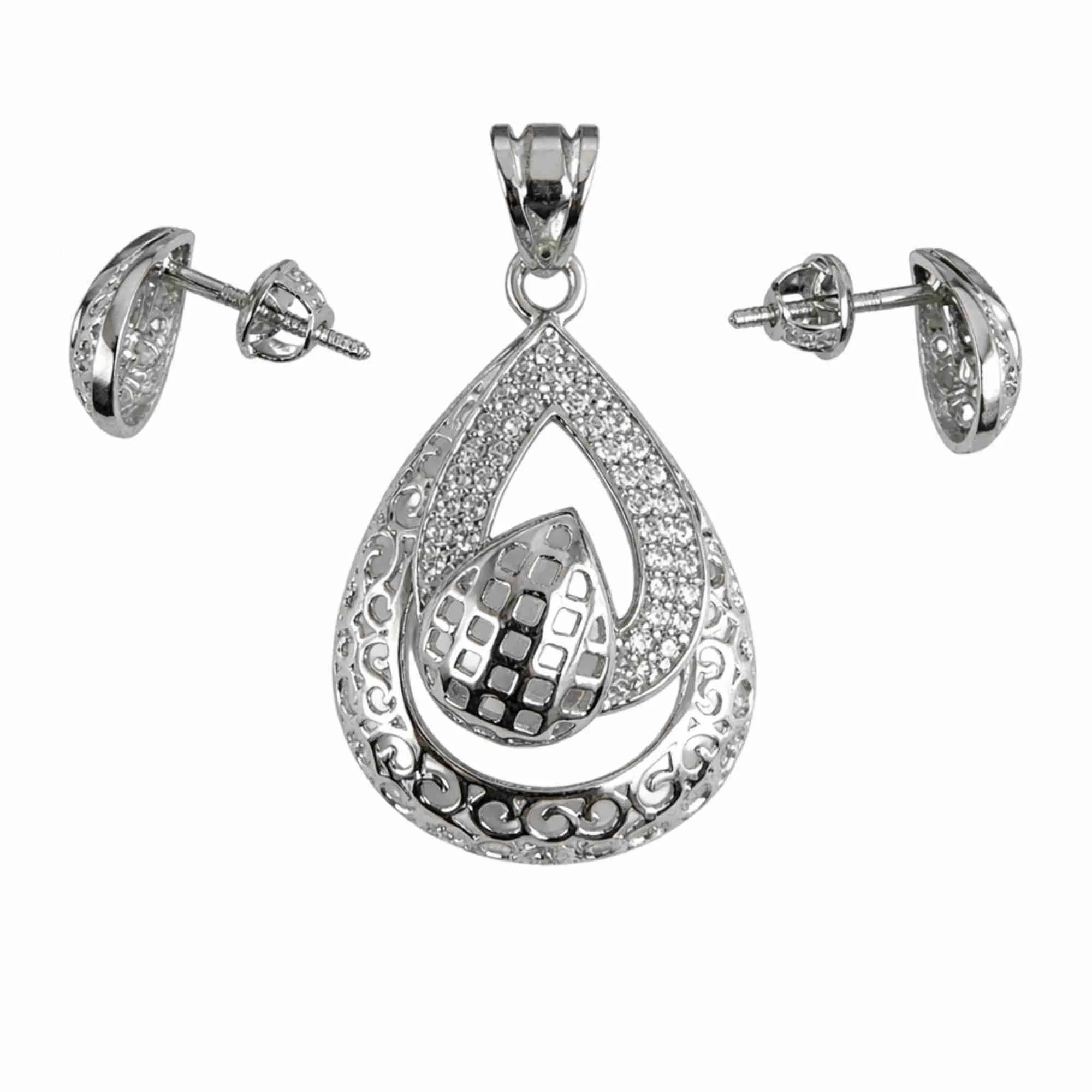 Silver Twilight Luxe Pendant Earrings Set - Image 3
