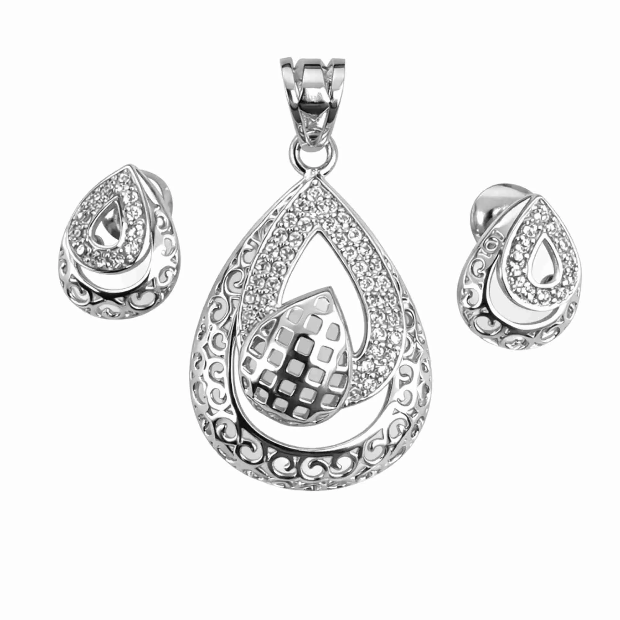 Silver Twilight Luxe Pendant Earrings Set