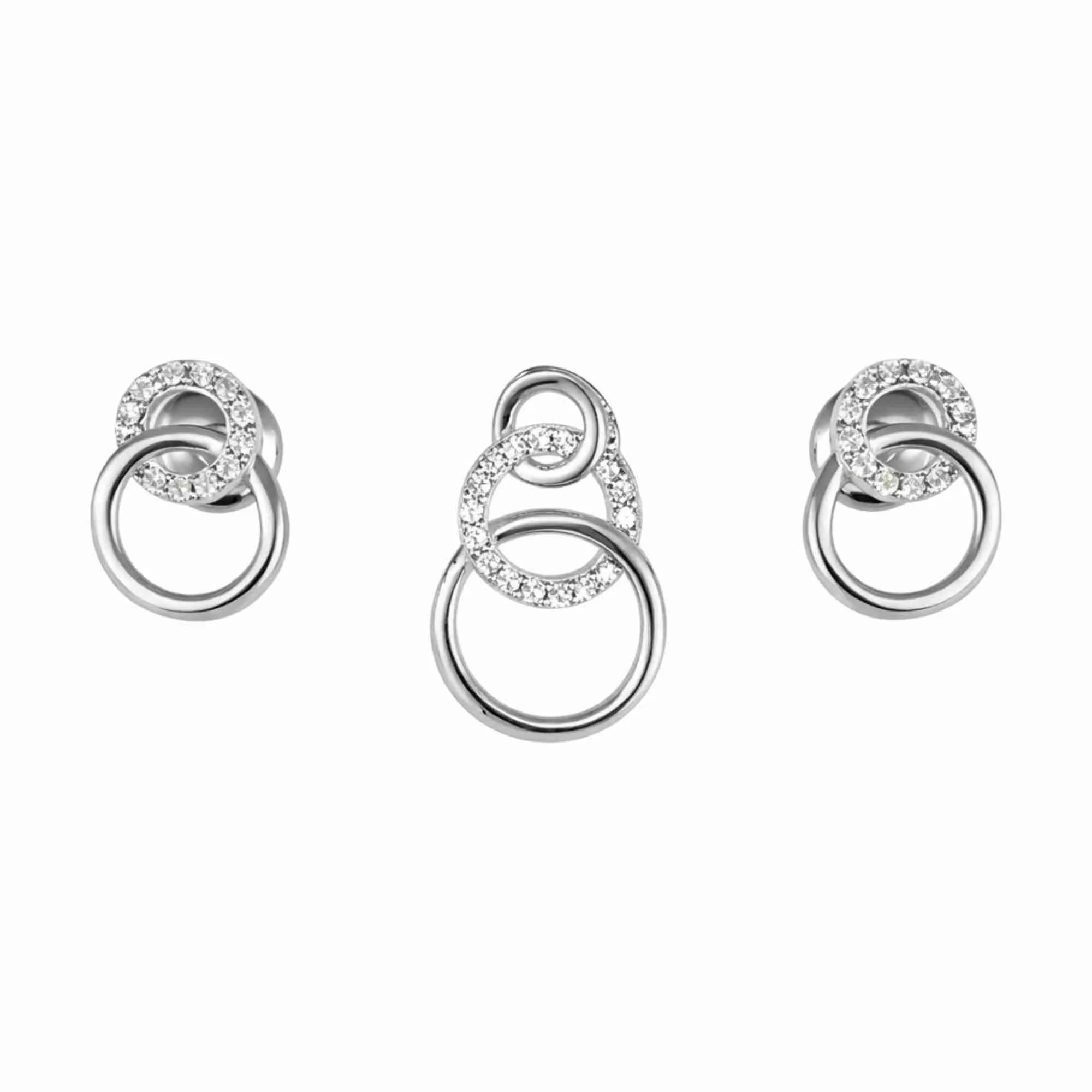 Silver Circle of Grace Pendant Earrings Set