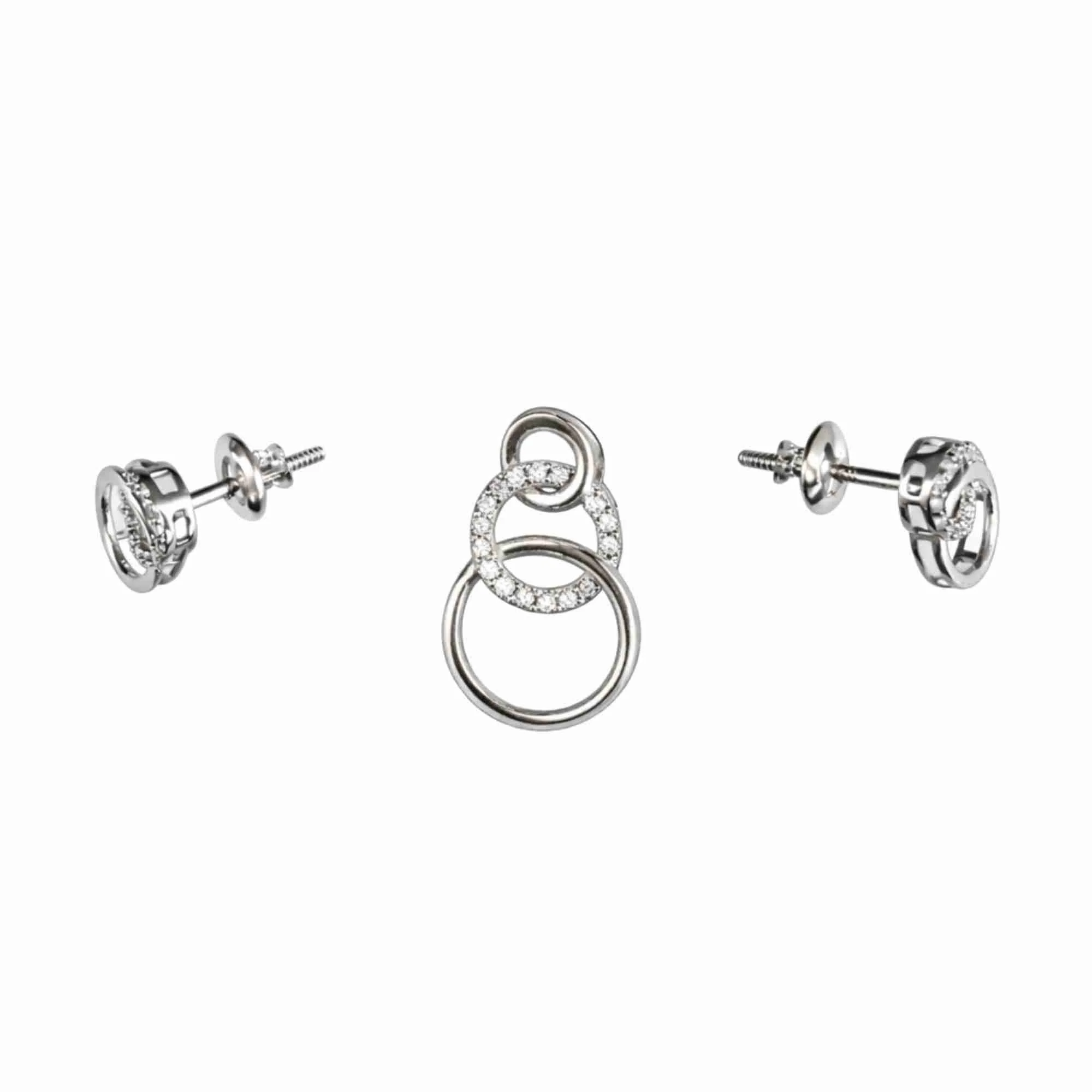Silver Circle of Grace Pendant Earrings Set - Image 3