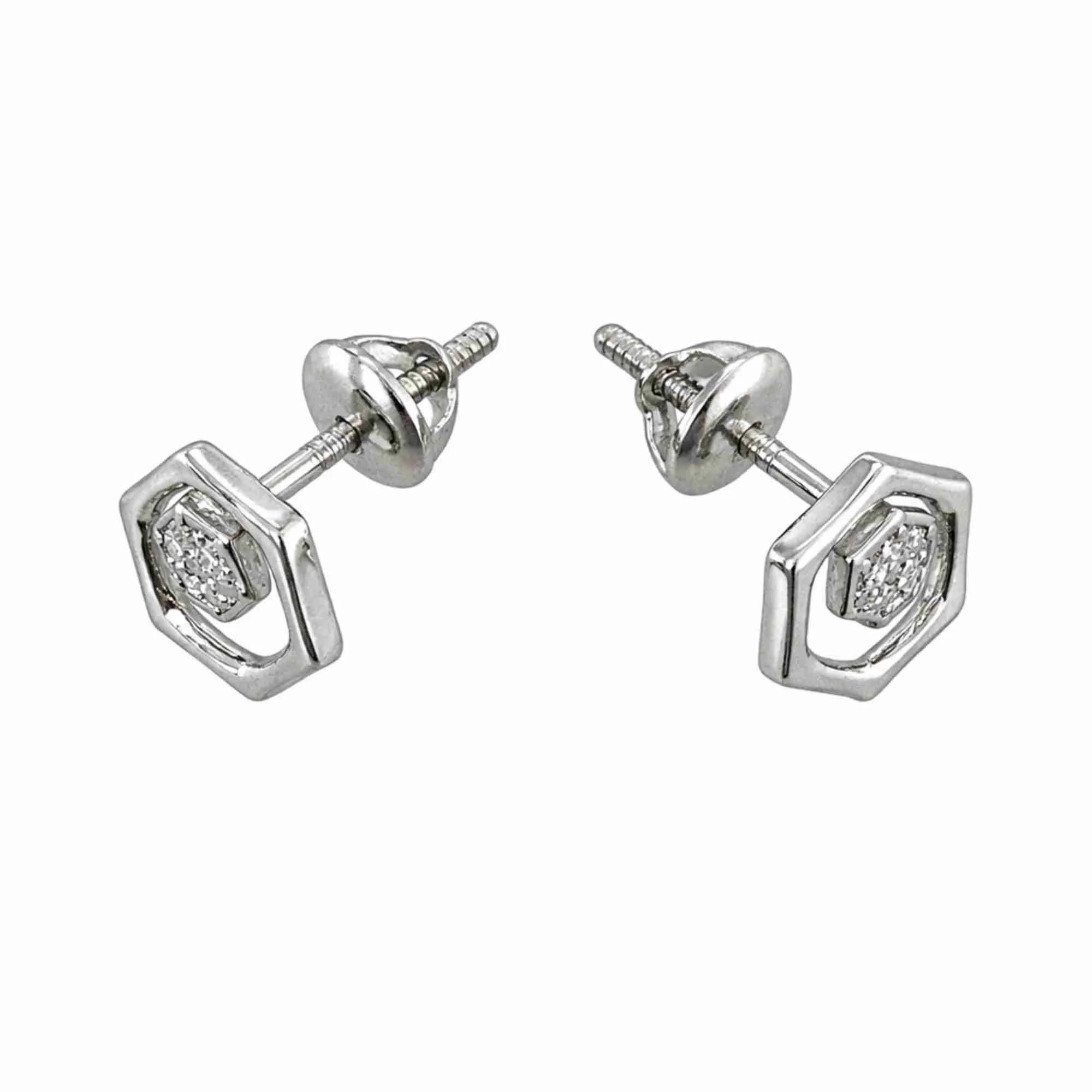 Silver Hexa Charm Earrings - Image 3
