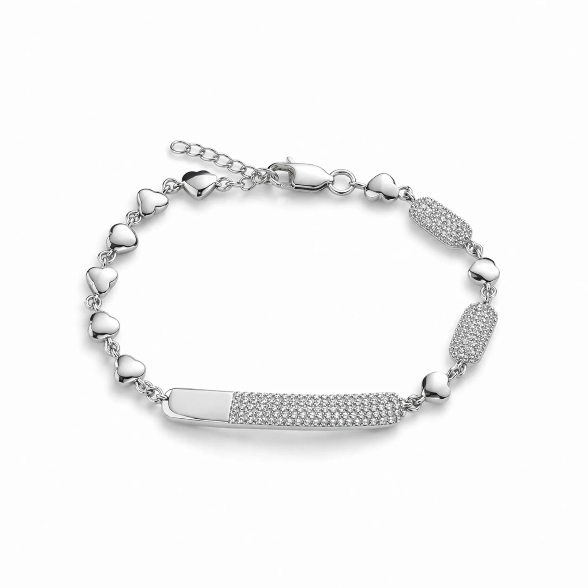 Silver Luxe Heart Charm Bracelet
