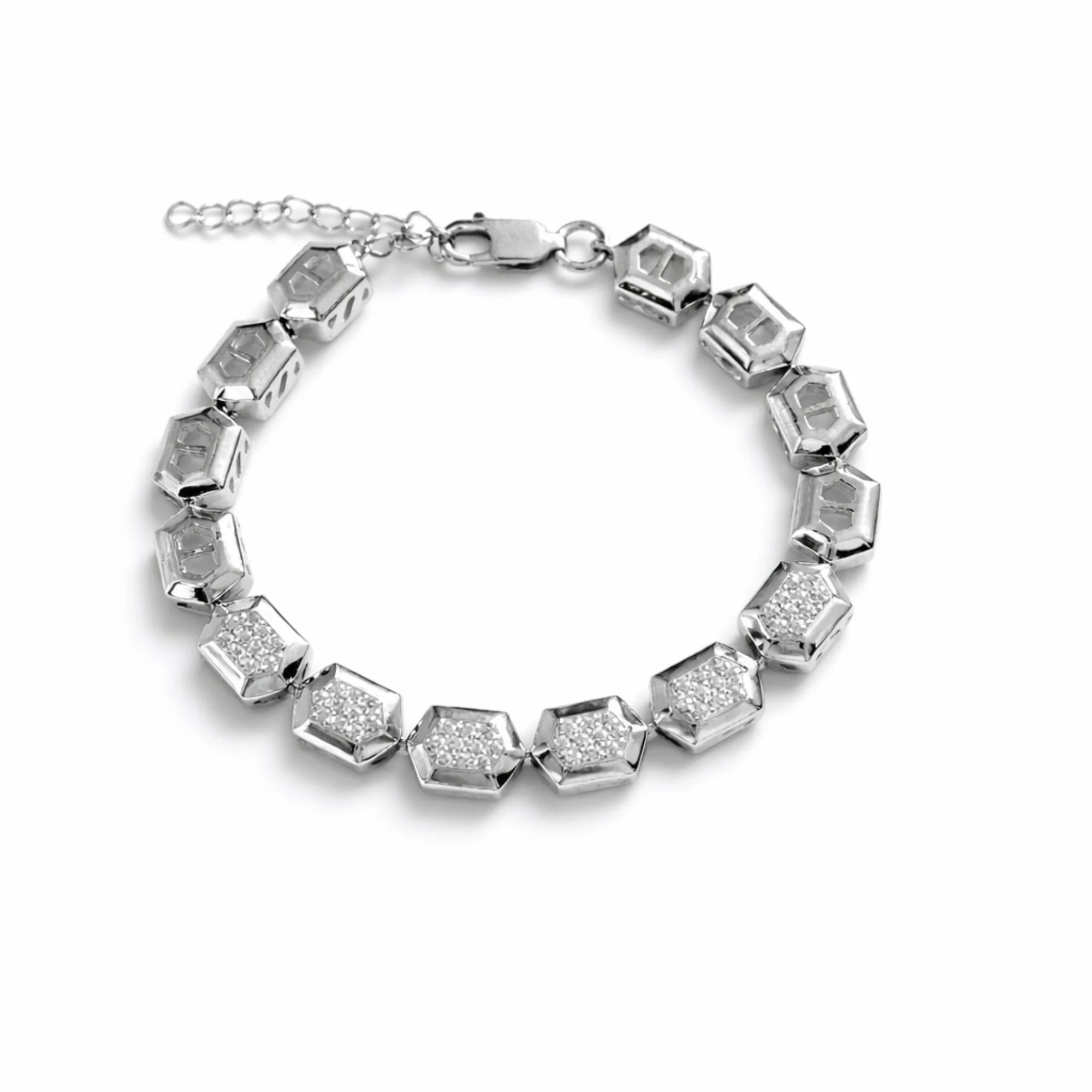 Silver Modern Hexa Spark Bracelet