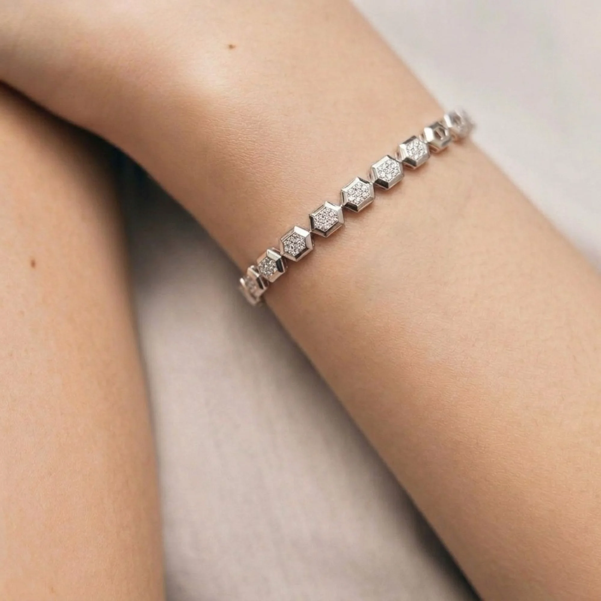 Silver Modern Hexa Spark Bracelet - 2