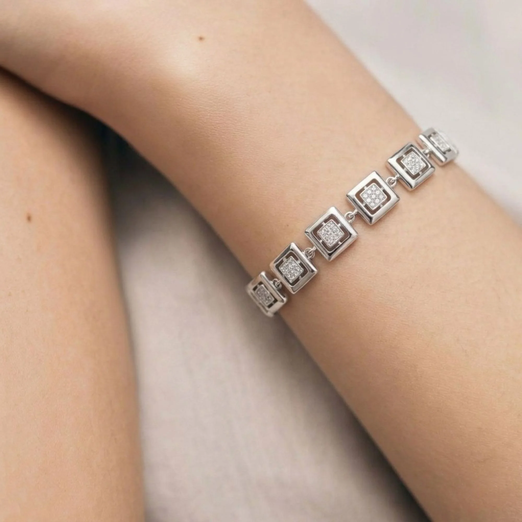 Silver Open Square Luxe Bracelet - 2