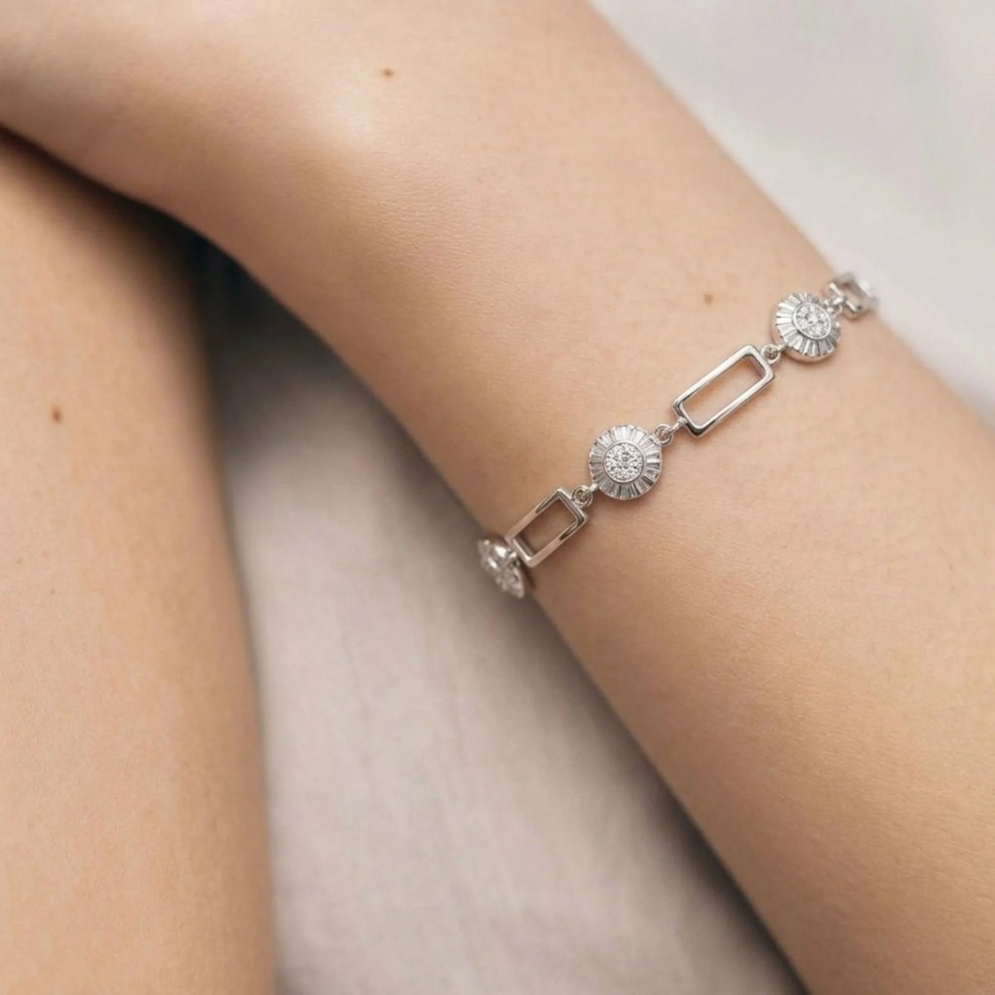 Silver Luxe Orbit Crystal Bracelet - 2
