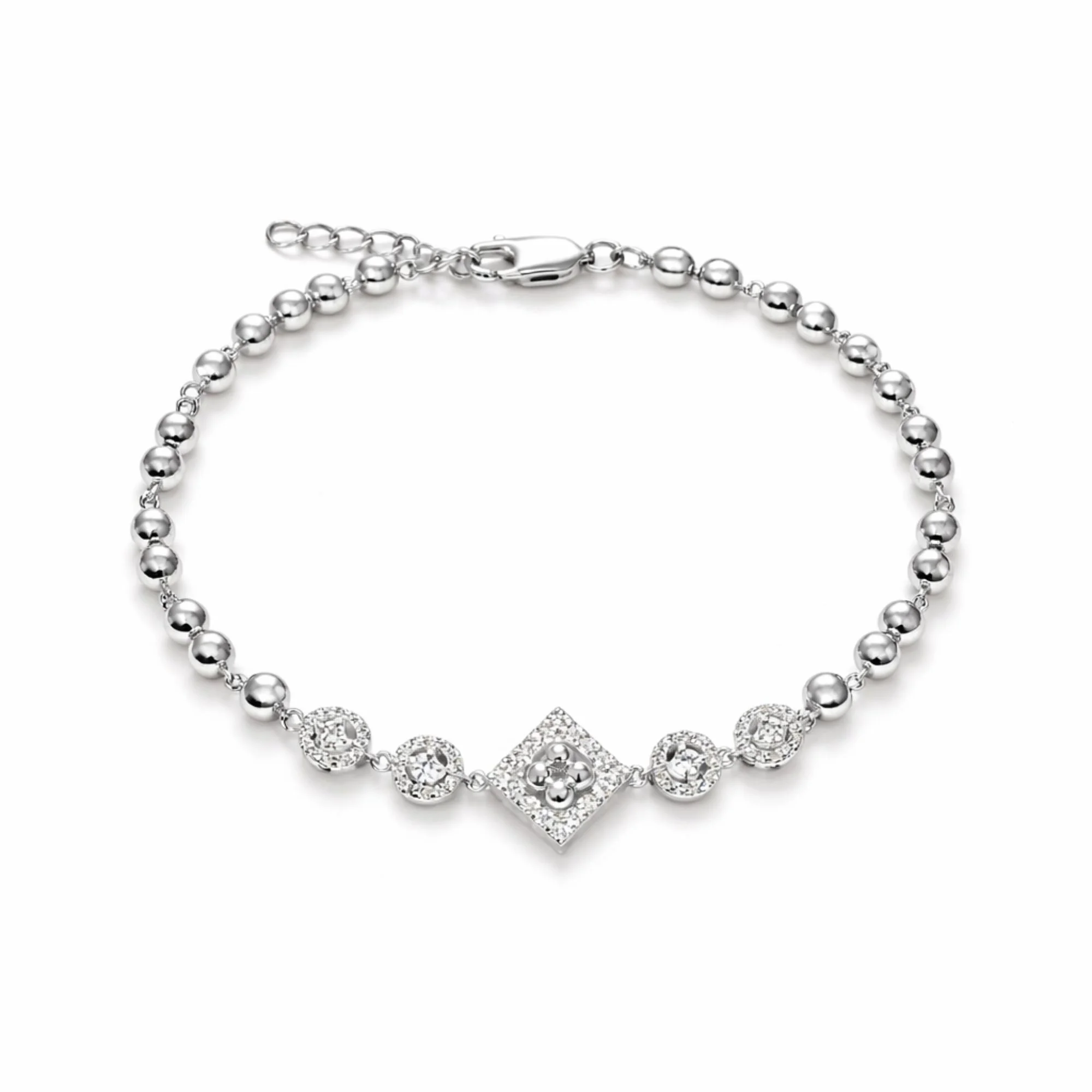 Silver Regal Glow Bead Bracelet
