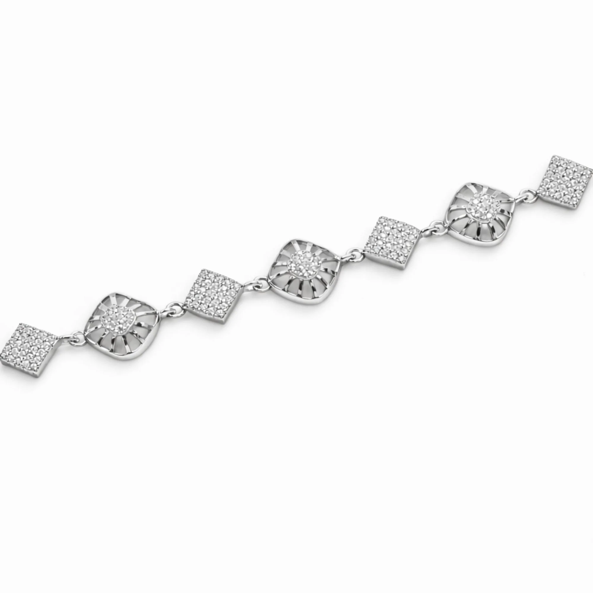 Silver Crystal Sunburst Link Bracelet - Image 3