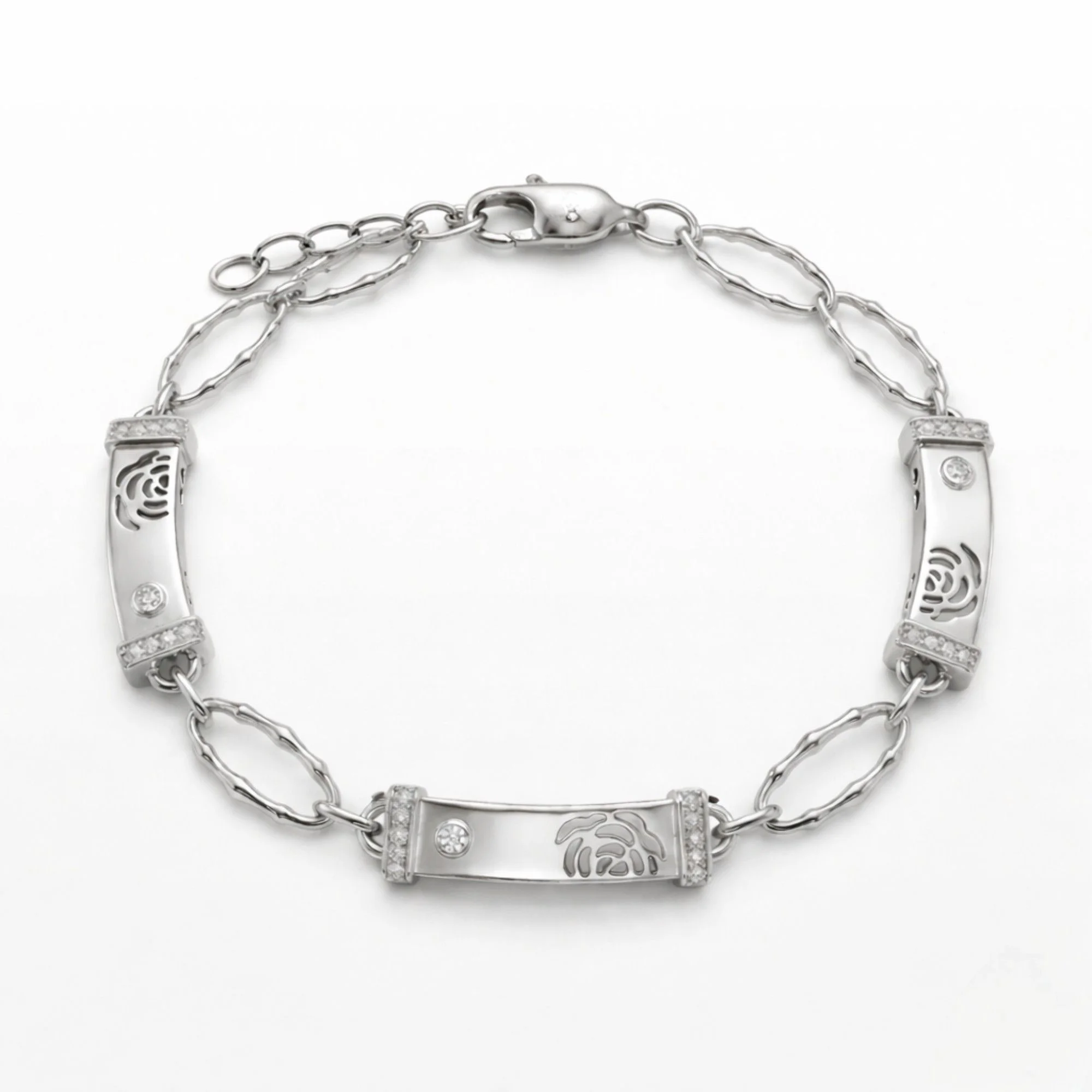 Silver Rose Elegance Link Bracelet