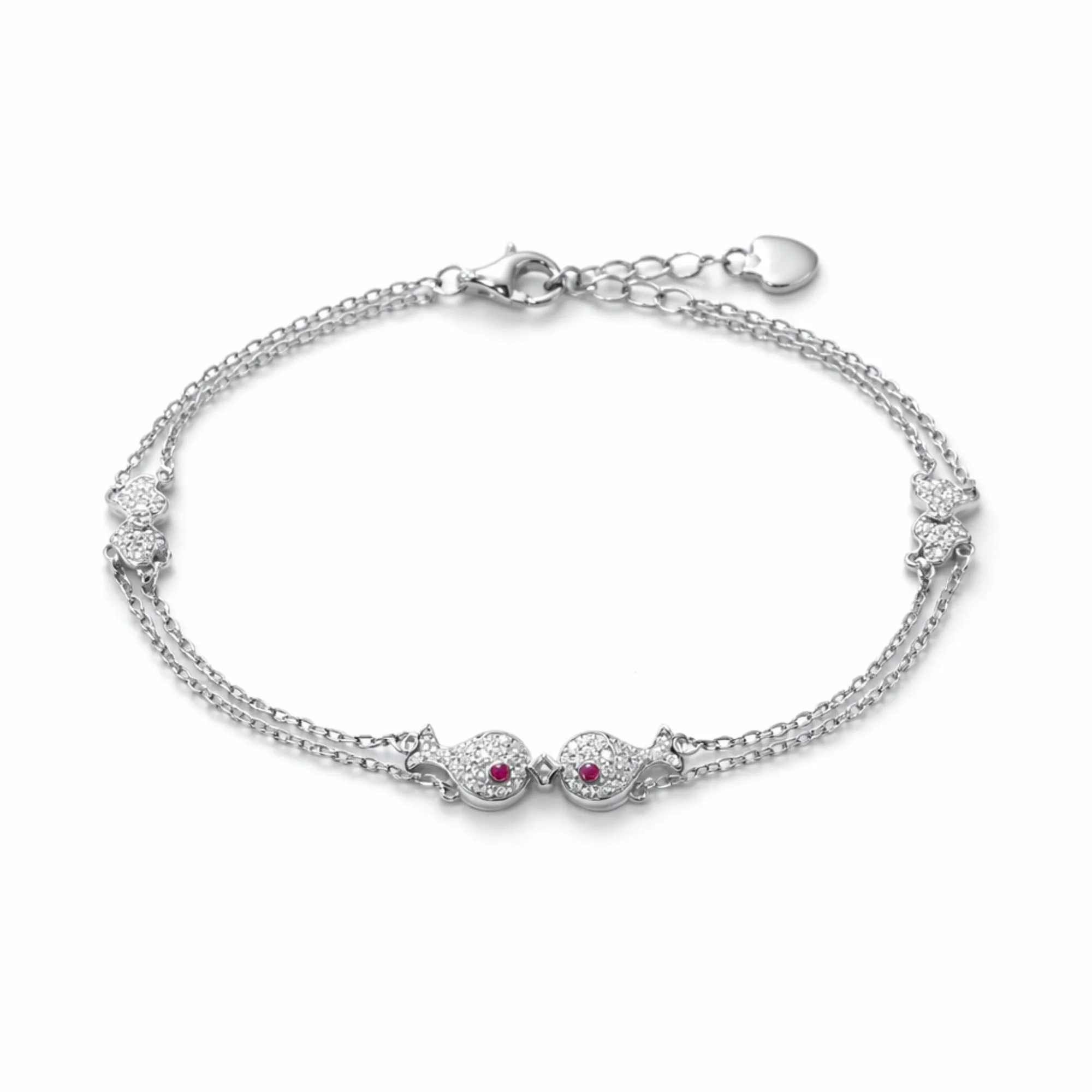 Silver Crystal Love Duo Bracelet