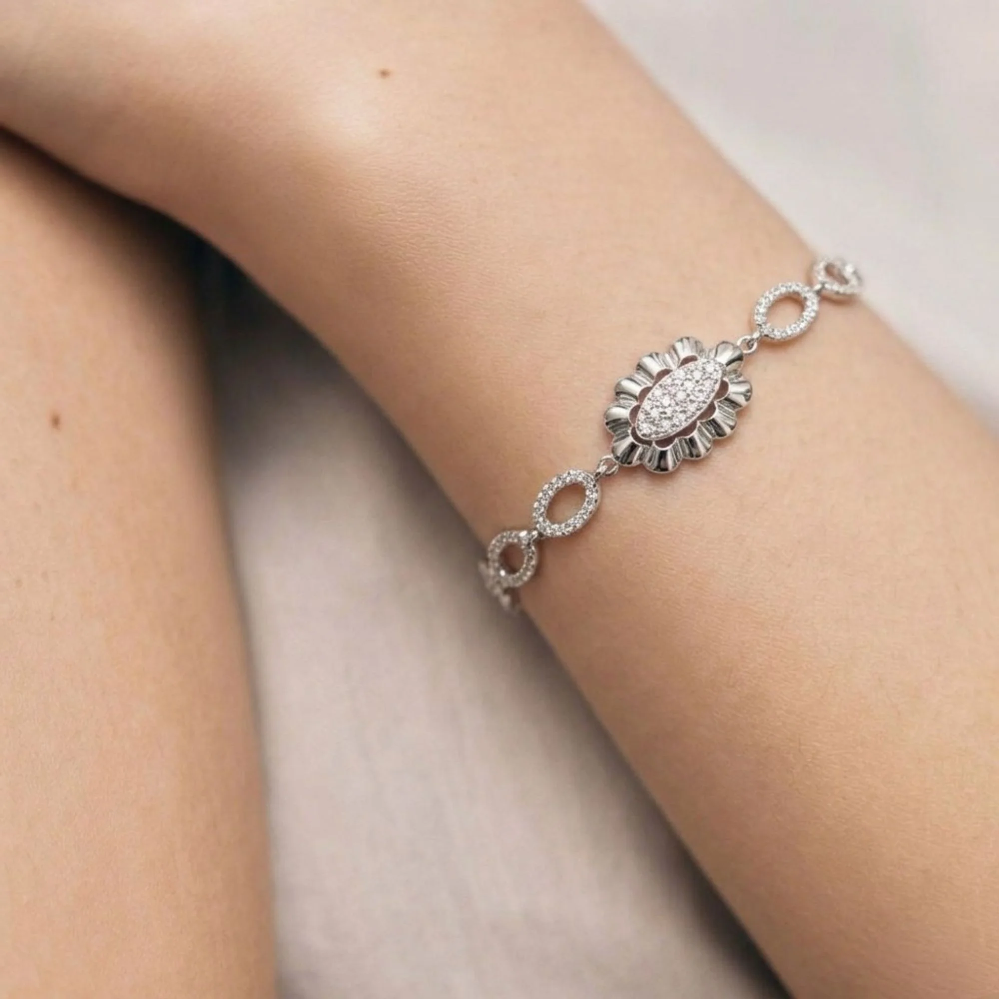 Silver Grace Petal Crystal Bracelet - 2