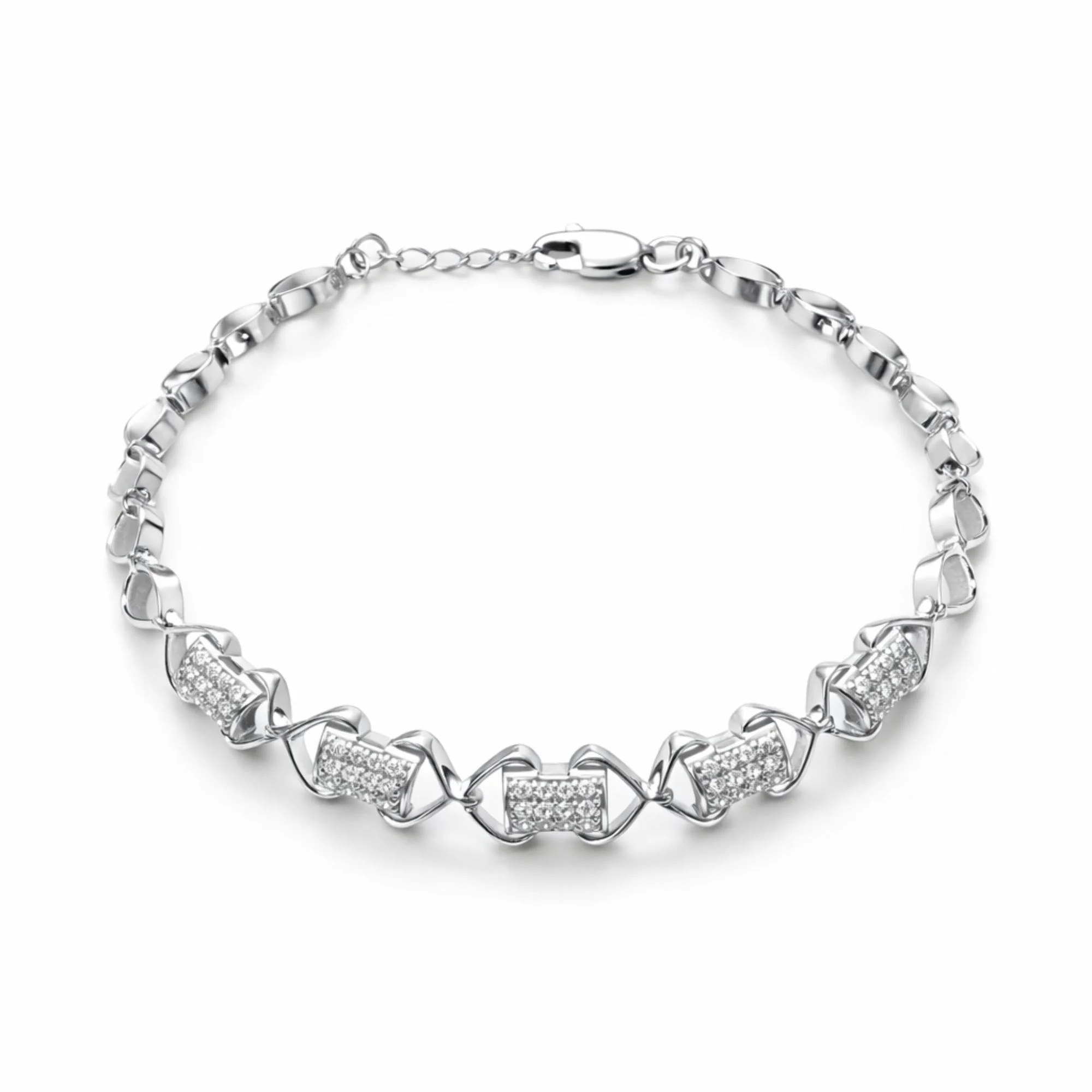 Silver Zigzag Luxe Crystal Bracelet