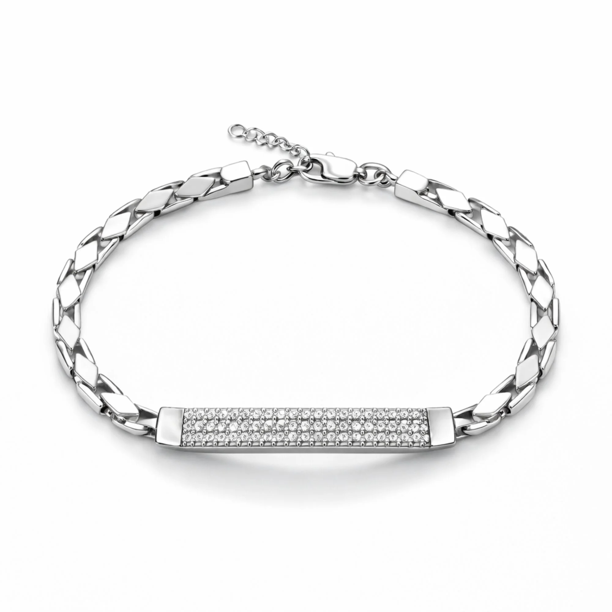 Silver Diamond Bar Luxe Bracelet